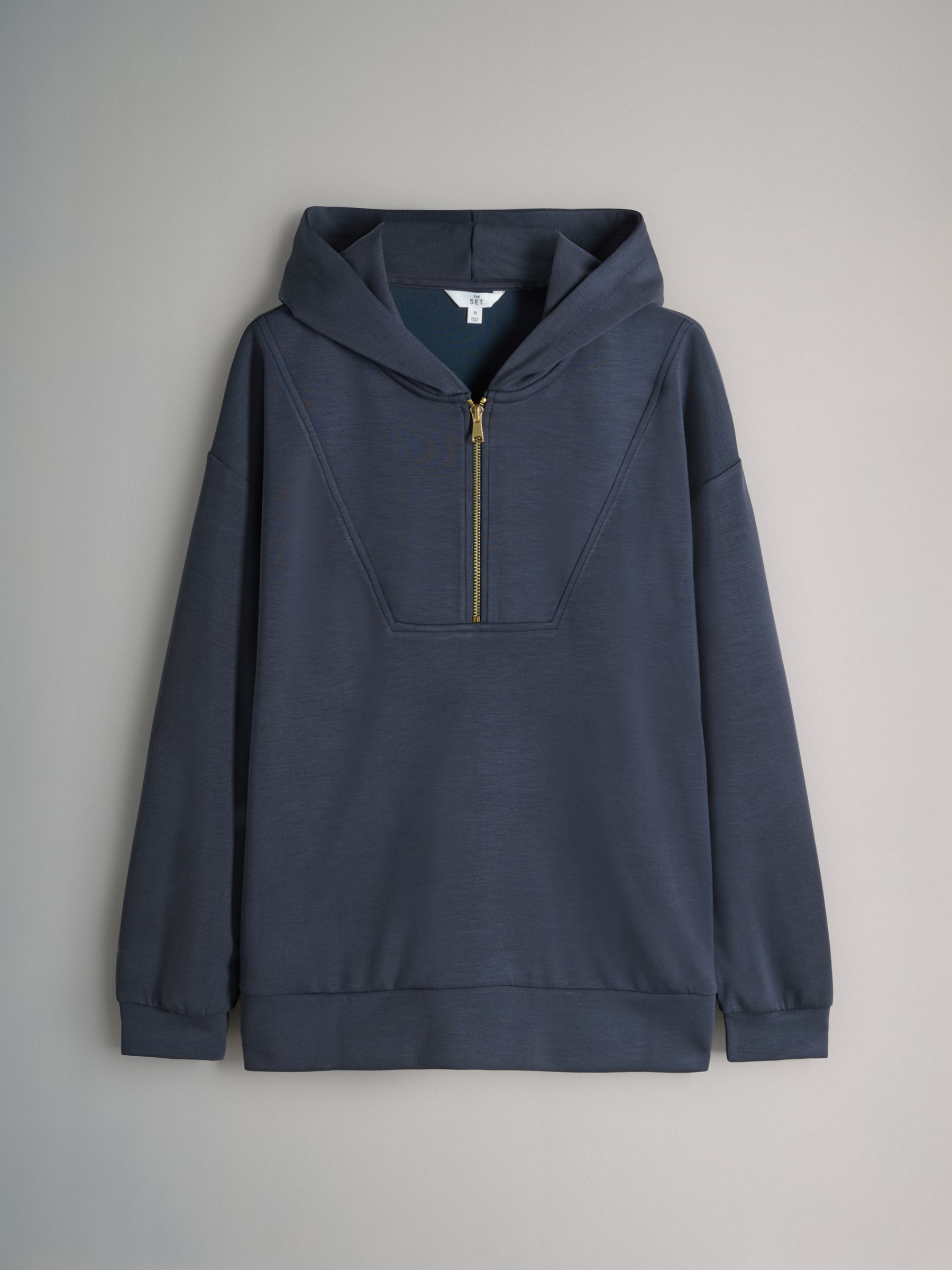 Navy - Oversized Modal Zip Through Sweatshirt & Joggers Set - Image 3 of 5