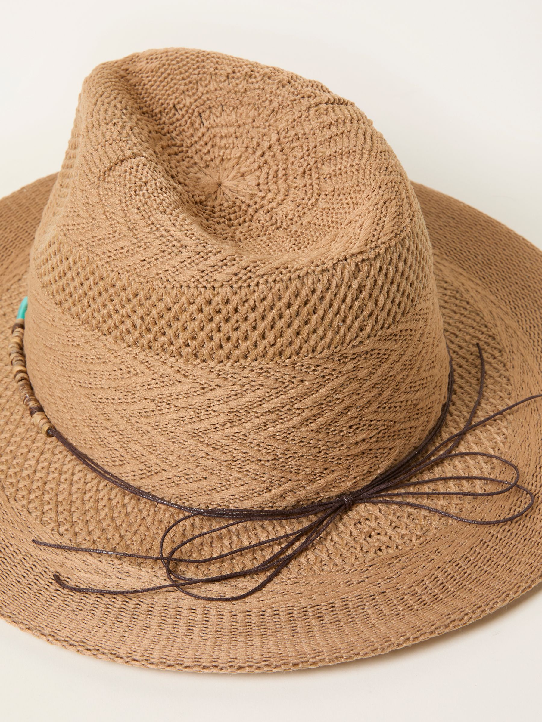 Natural Beaded Trim Fedora - Image 2 of 2