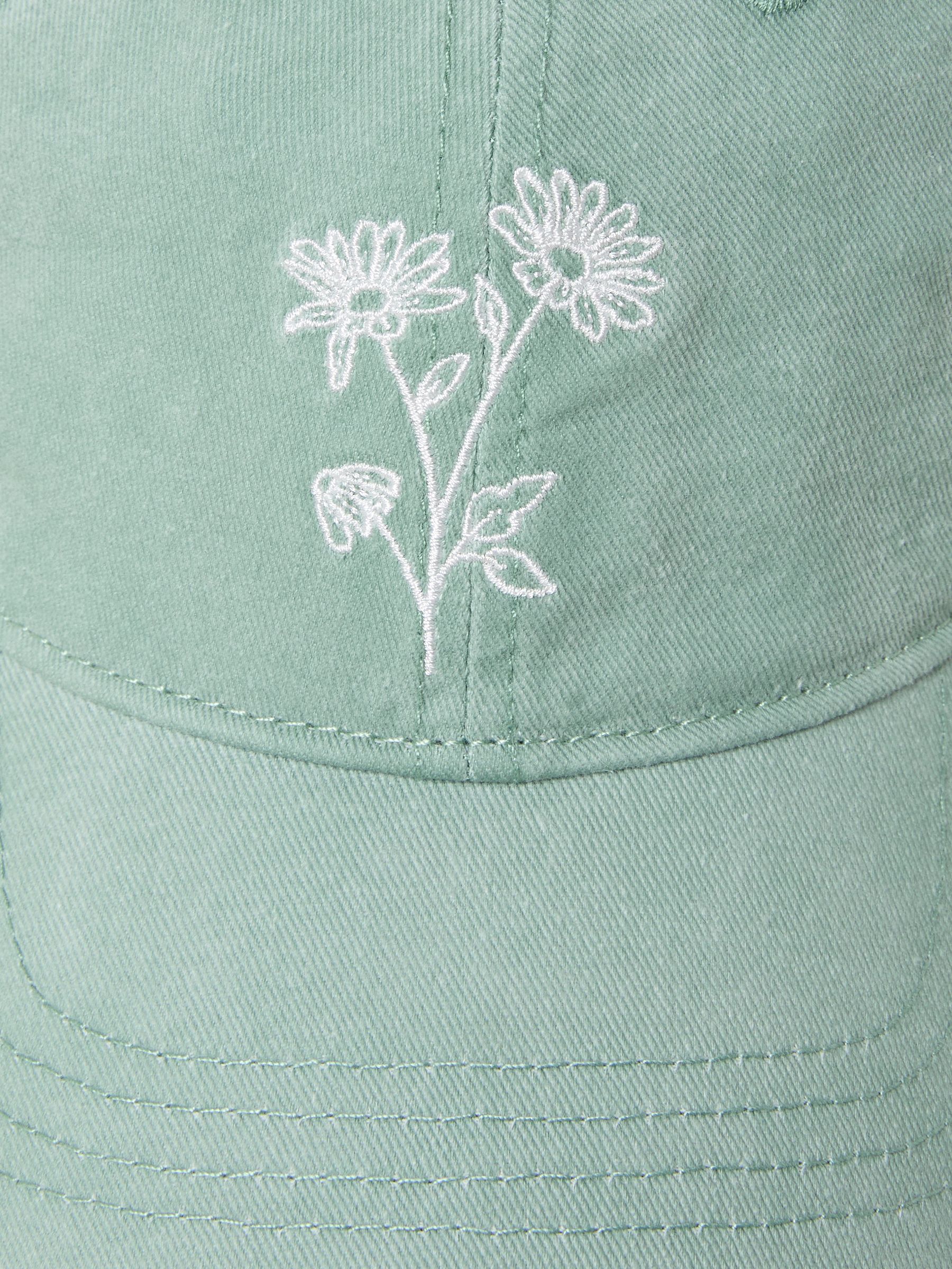 Green Embroidered Daisy Cap - Image 2 of 2