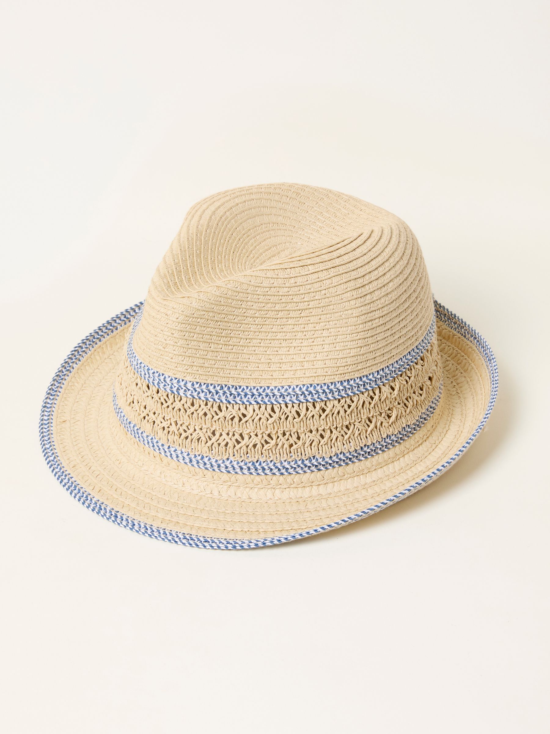 Trilby Natural Stripe Detail Straw - Image 1 of 2 Trilby Natural Stripe Detail Straw - Image 1 of 2