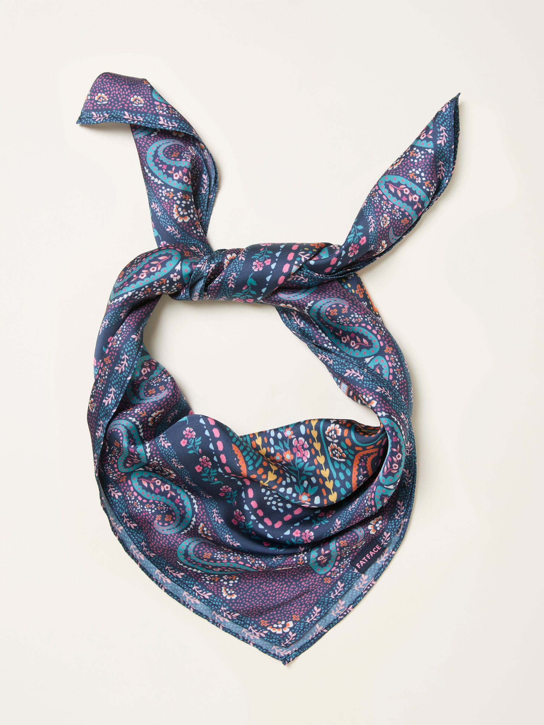 Navy Satin Mosaic Hair Scarf - Image 1 of 2