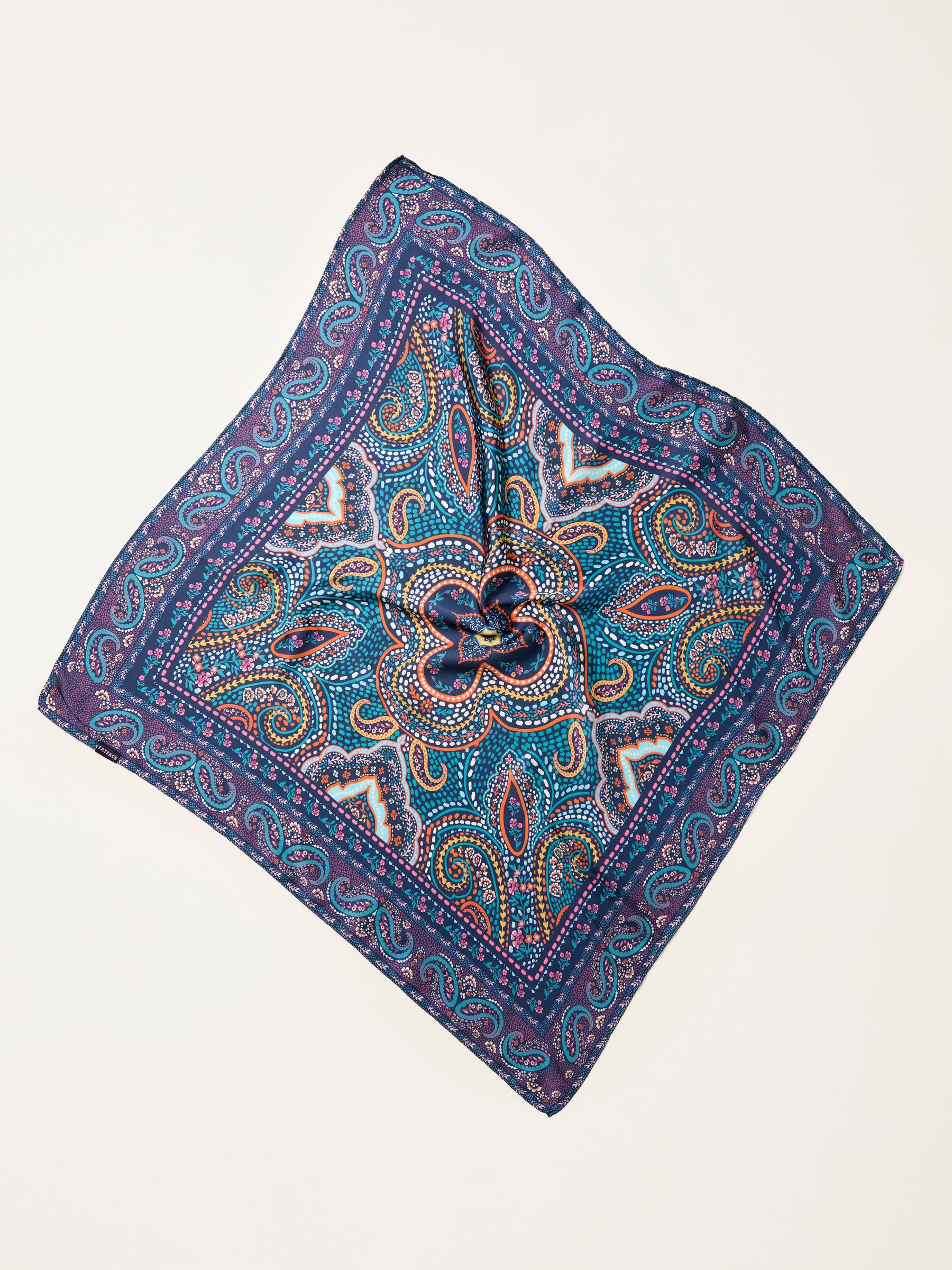 Navy Satin Mosaic Hair Scarf - Image 2 of 2