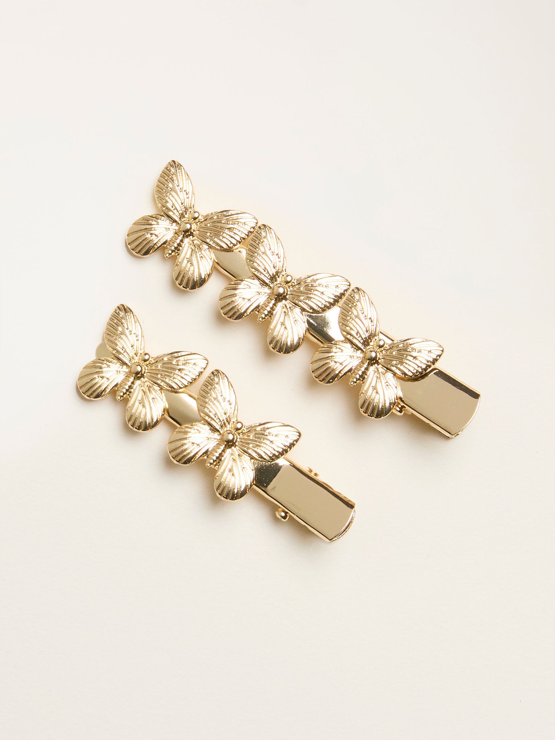 Gold Tone 2 Pack Butterfly Hair Slides - Image 1 of 2