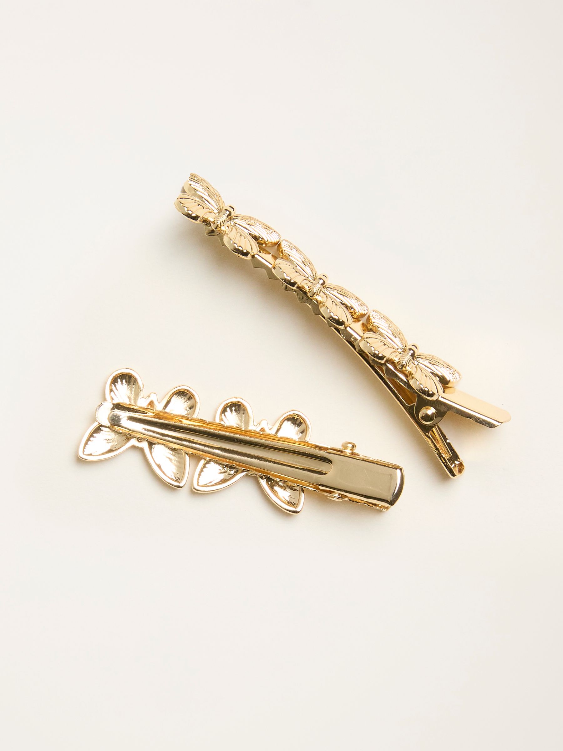 Gold Tone 2 Pack Butterfly Hair Slides - Image 2 of 2