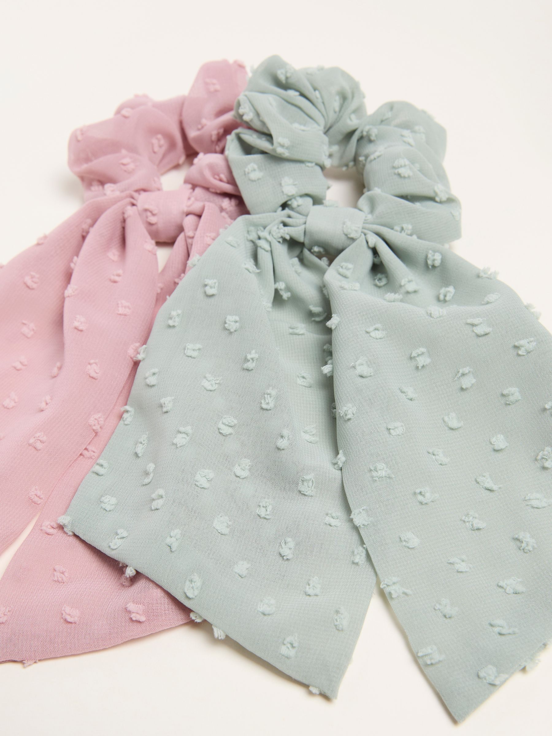 Multi 2 Pack Dobby Tie Scrunchies - Image 2 of 2