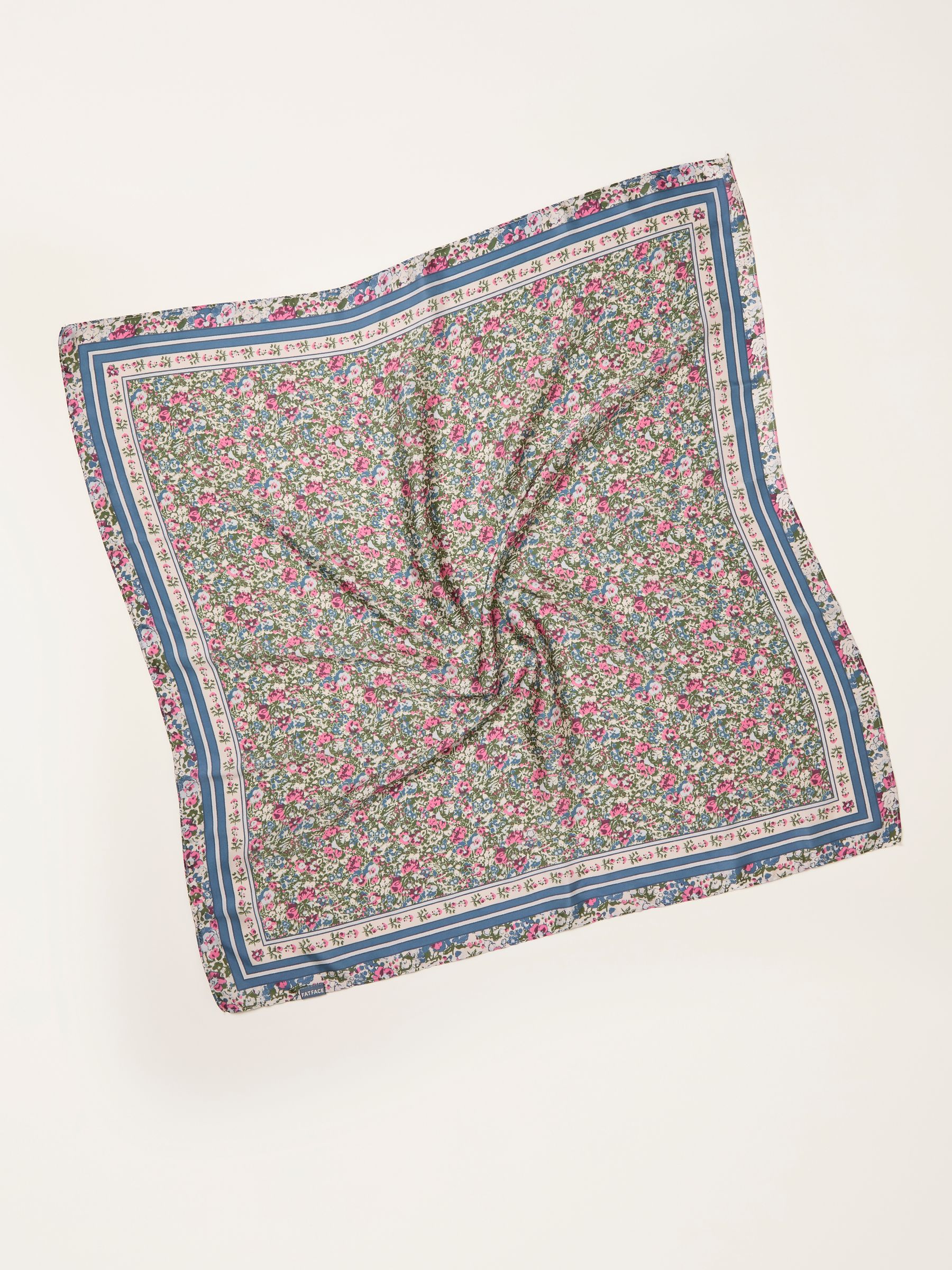 Green Satin Ditsy Floral Hair Scarf - Image 1 of 2