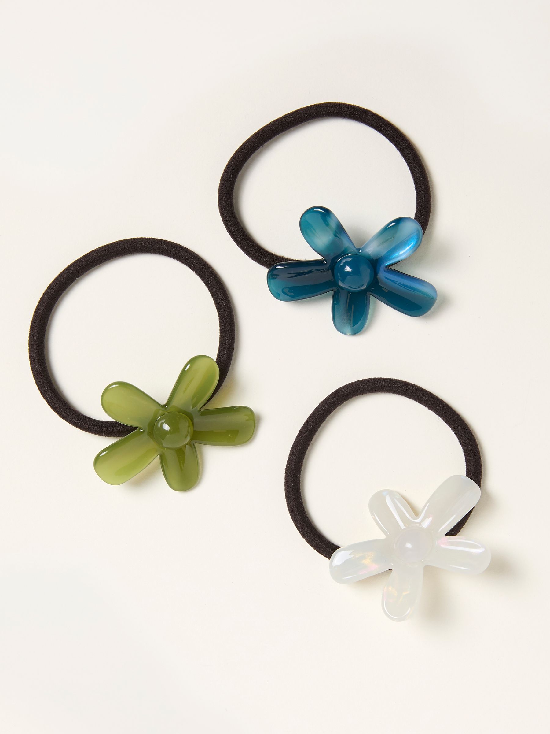 Multi 3 Pack Flower Hair Ties - Image 1 of 2