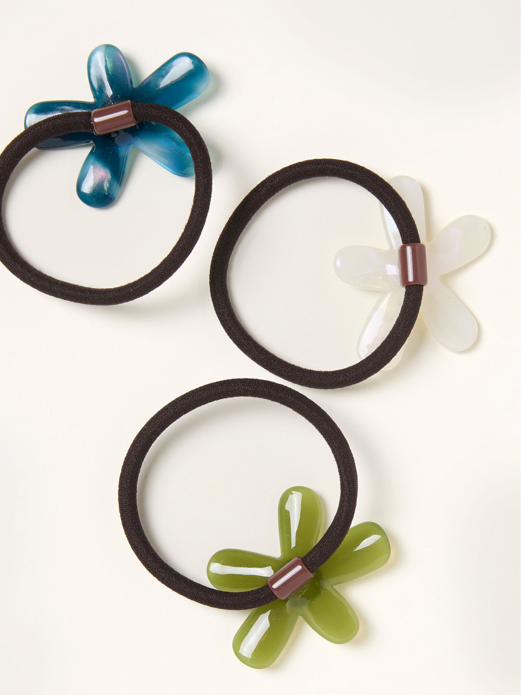 Multi 3 Pack Flower Hair Ties - Image 2 of 2