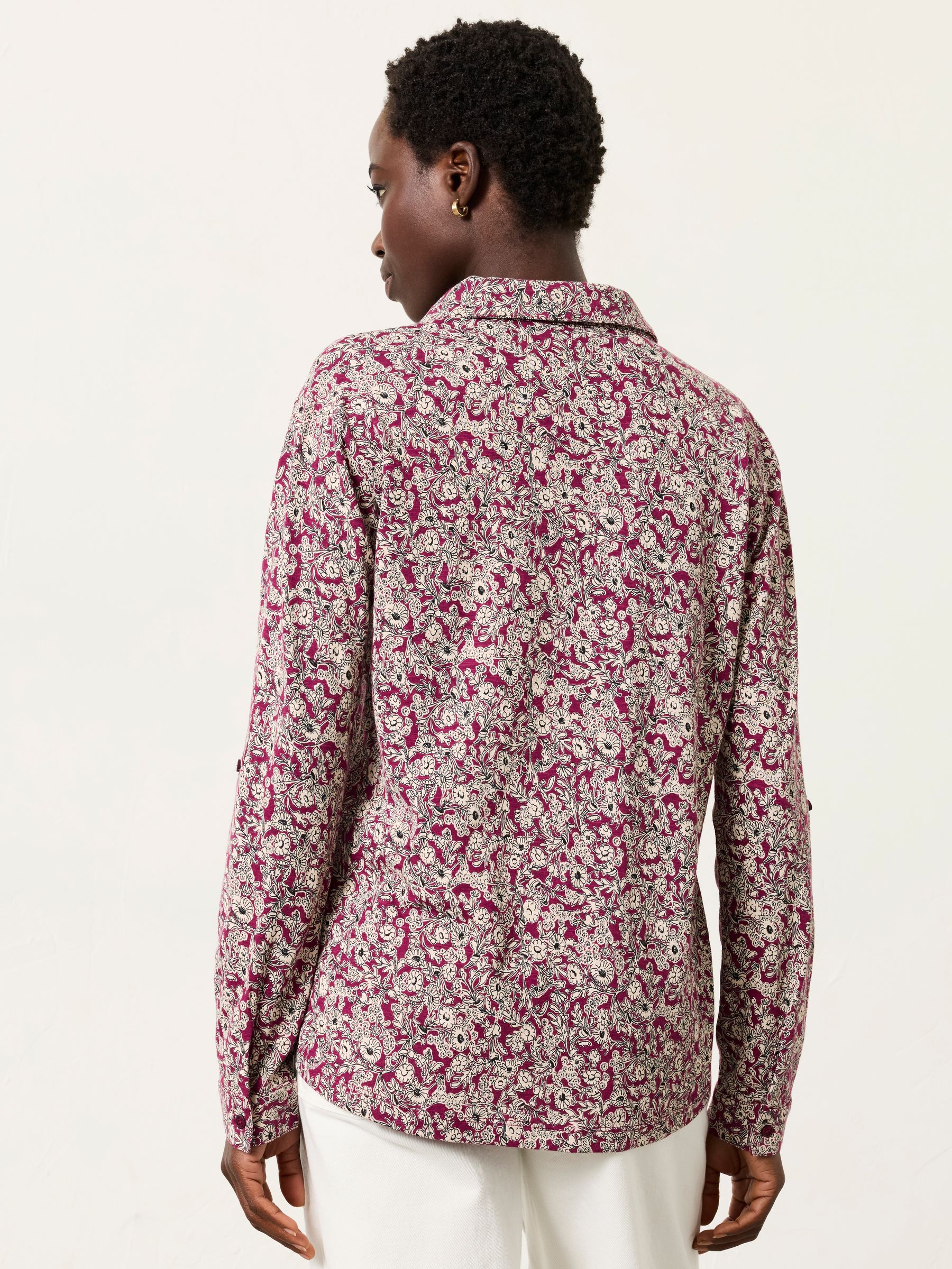 Paige Plum Purple 2 Tone Floral Jersey Shirt - Image 2 of 5
