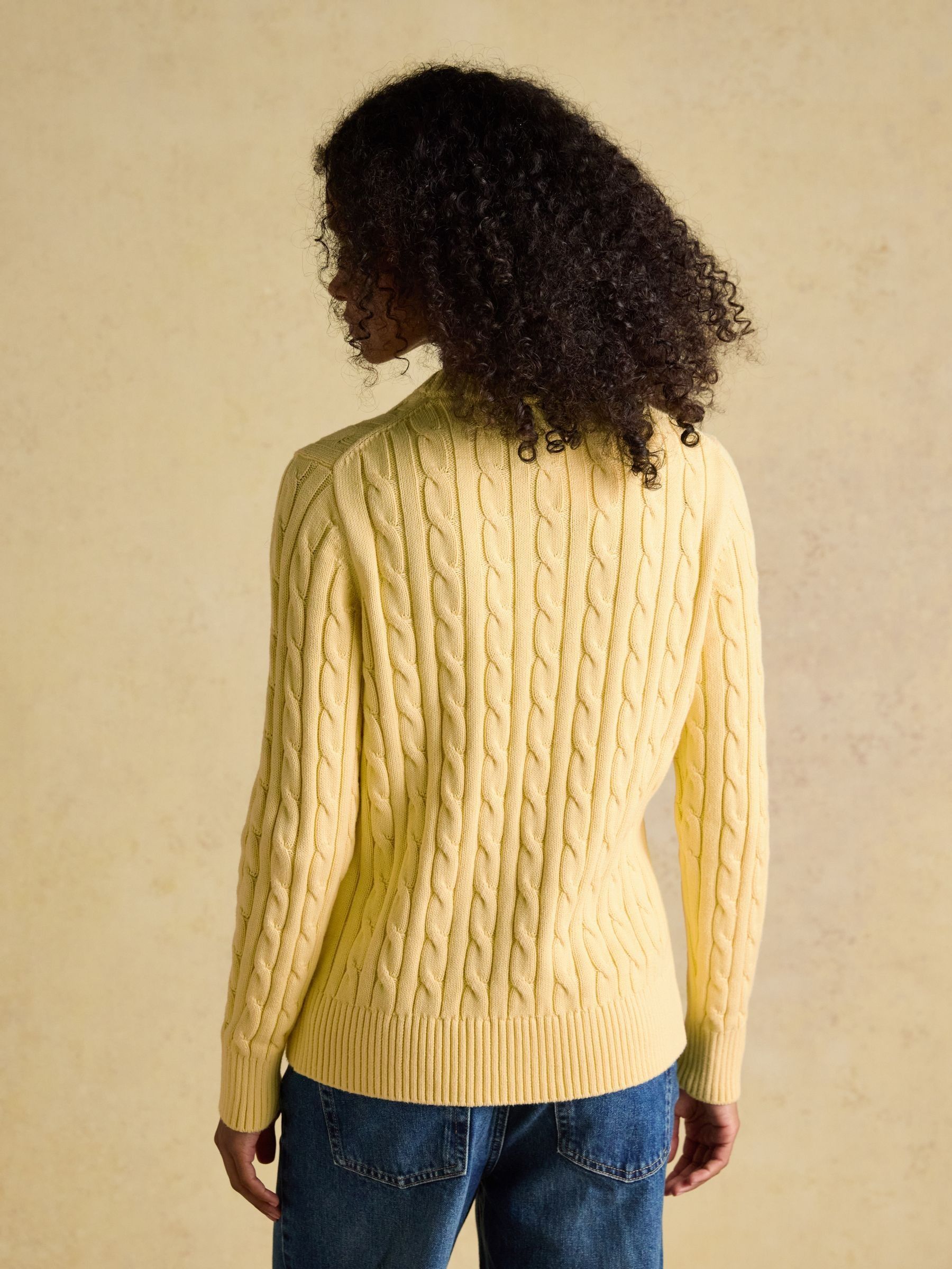 Classic Yellow Cotton Cable Knit Jumper - Image 2 of 8