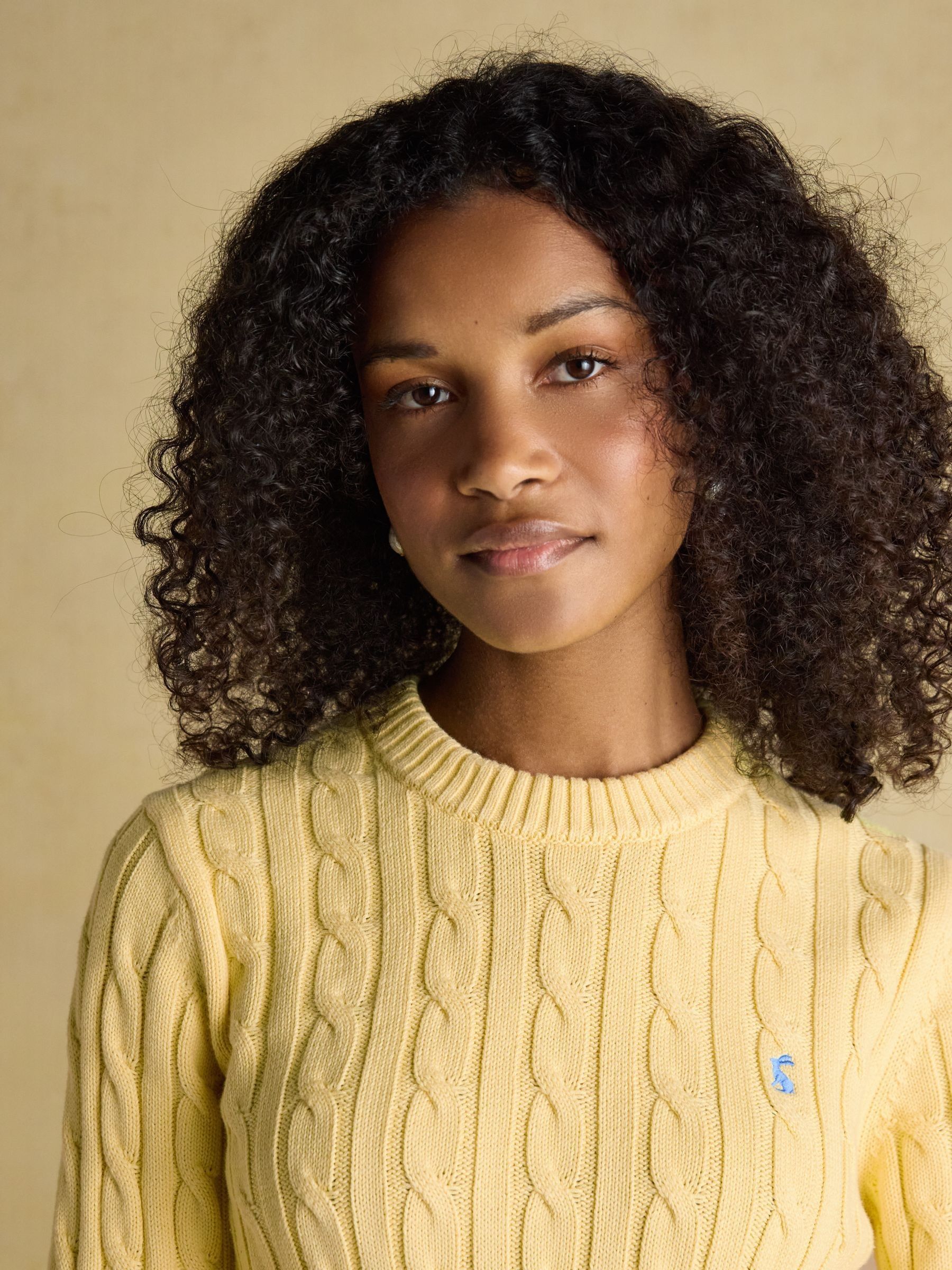 Classic Yellow Cotton Cable Knit Jumper - Image 4 of 8
