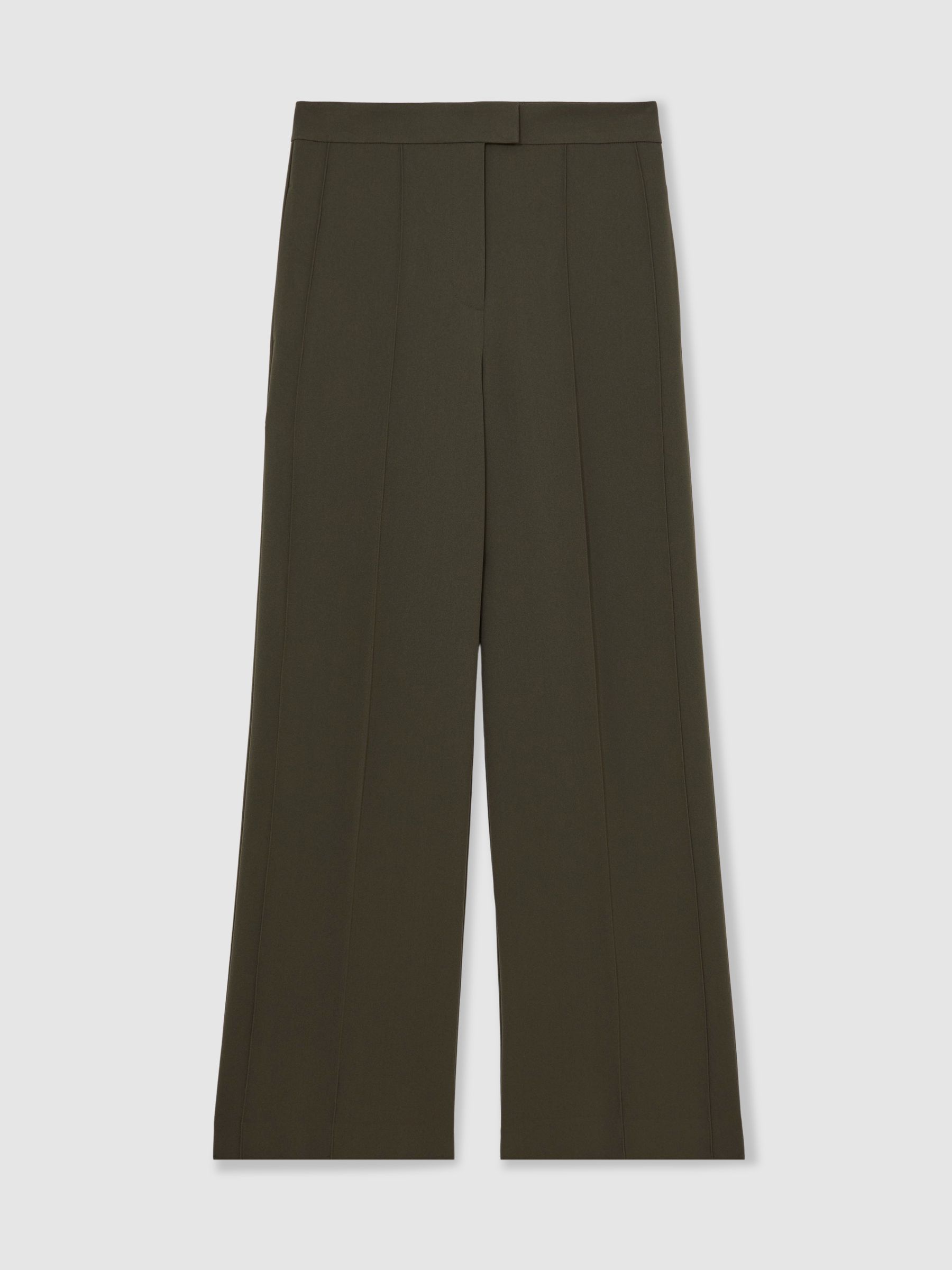 Atelier Crepe Wide-Leg Trousers in Khaki - Image 2 of 8