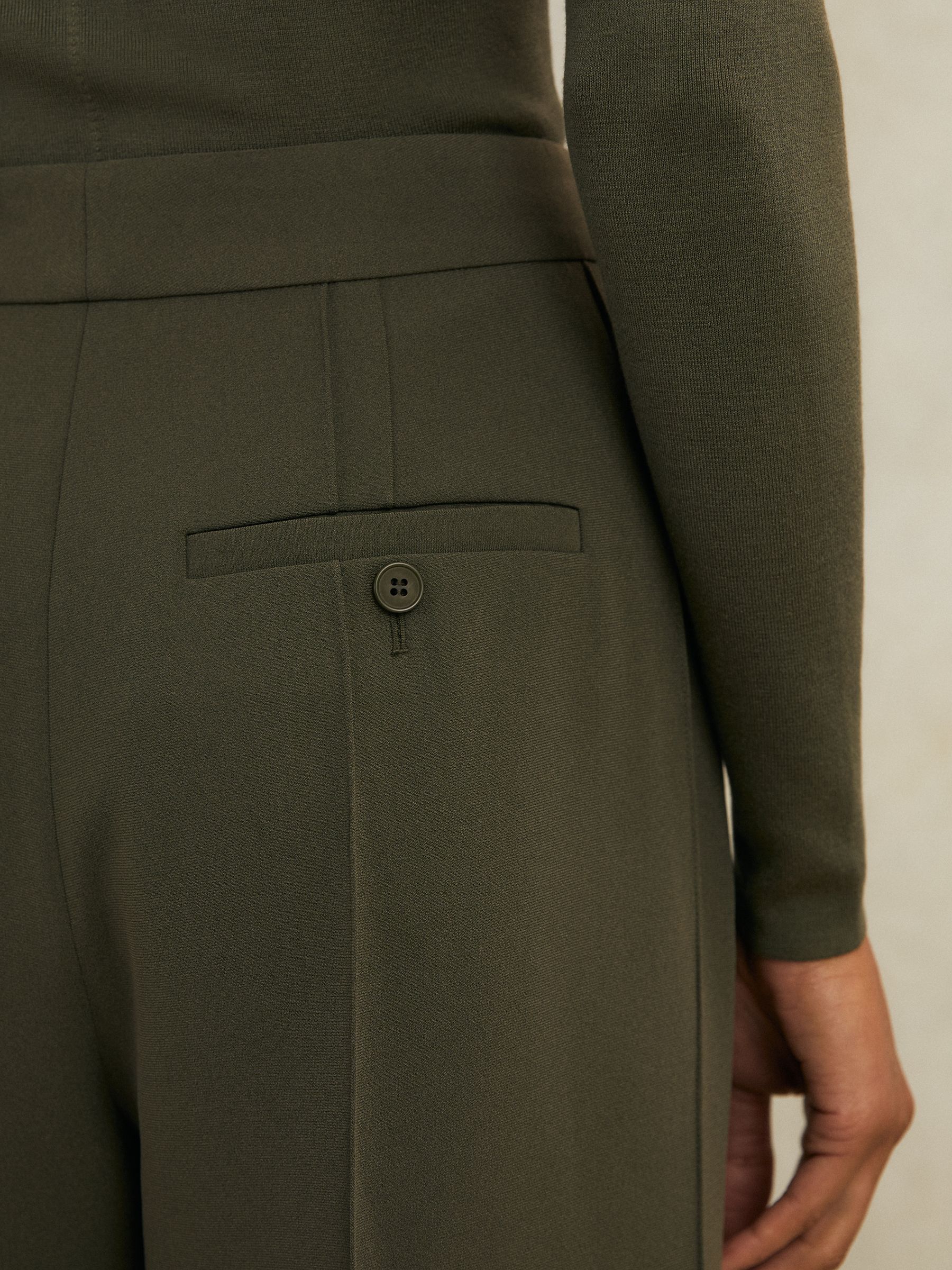 Atelier Crepe Wide-Leg Trousers in Khaki - Image 5 of 8