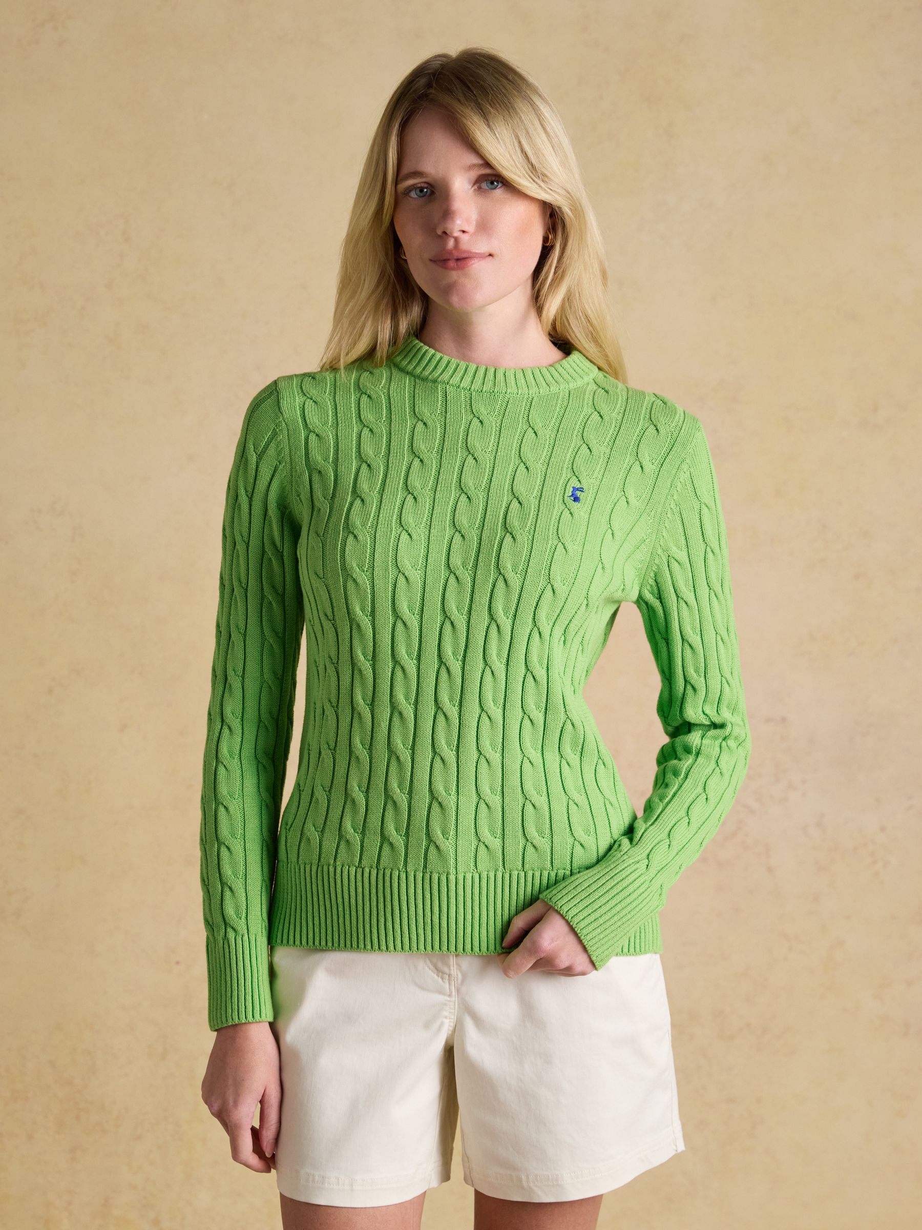 Classic Green Cotton Cable Knit Jumper - Image 1 of 8 Classic Green Cotton Cable Knit Jumper - Image 1 of 8