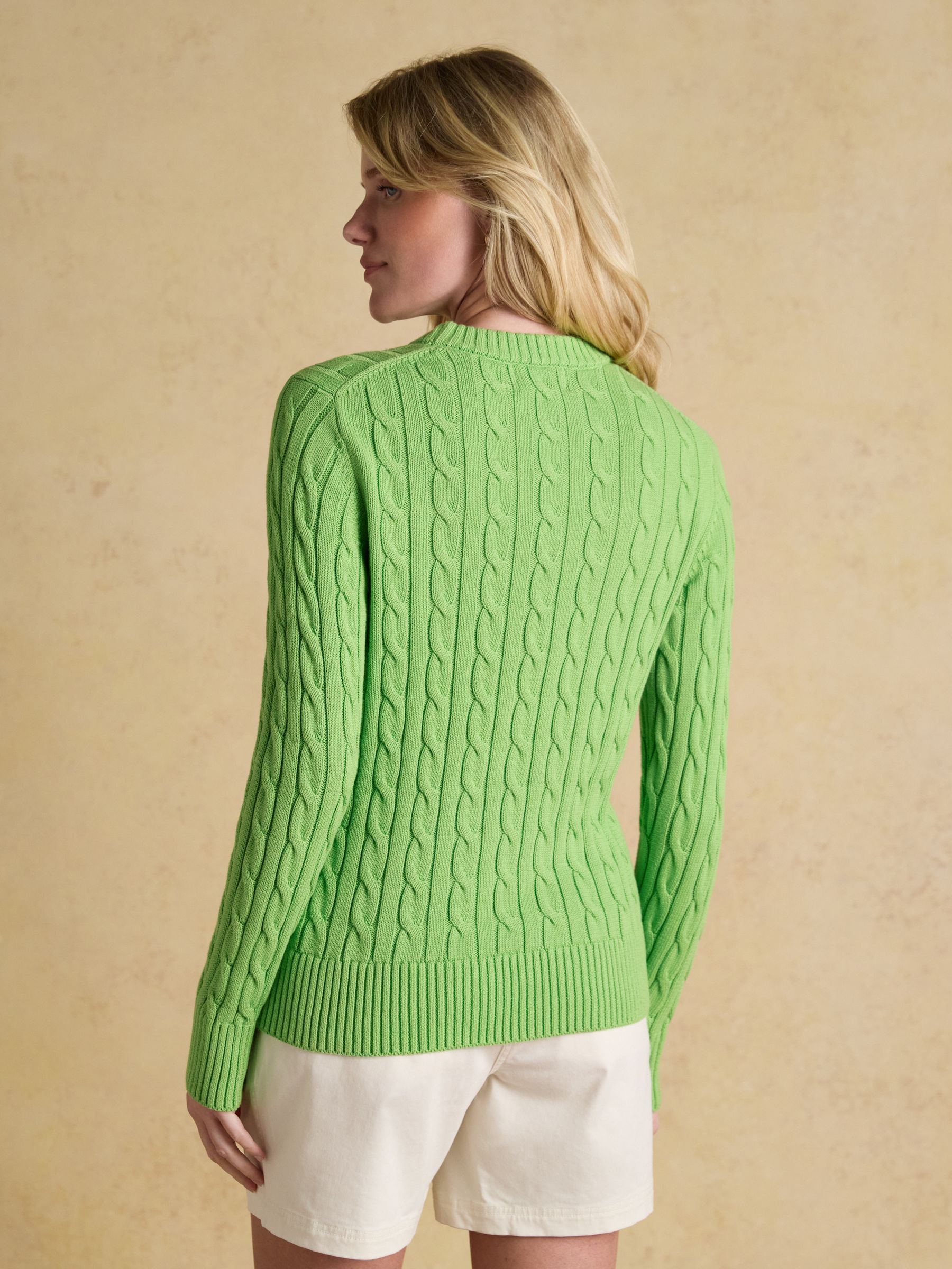 Classic Green Cotton Cable Knit Jumper - Image 2 of 8