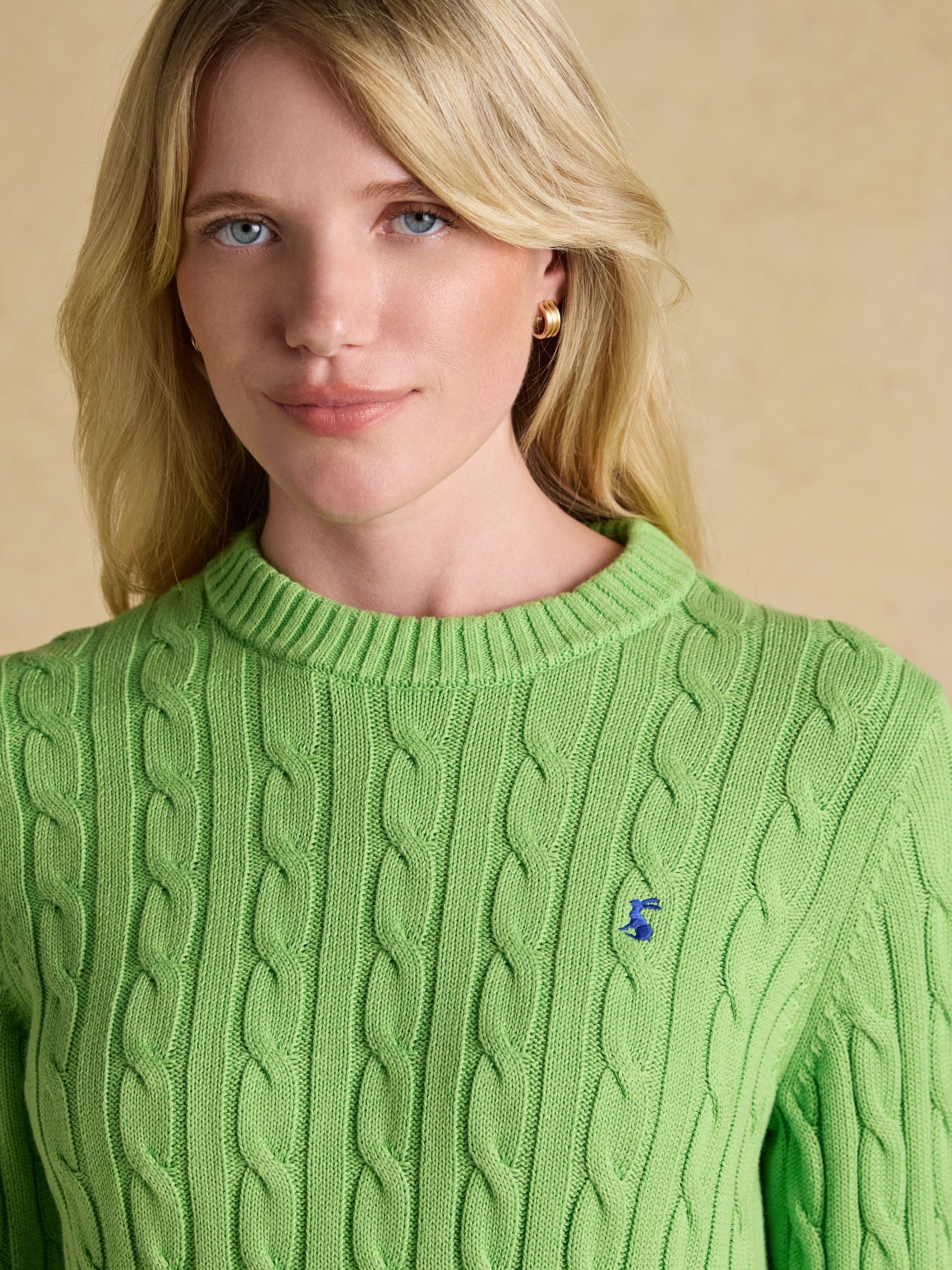 Classic Green Cotton Cable Knit Jumper - Image 4 of 8