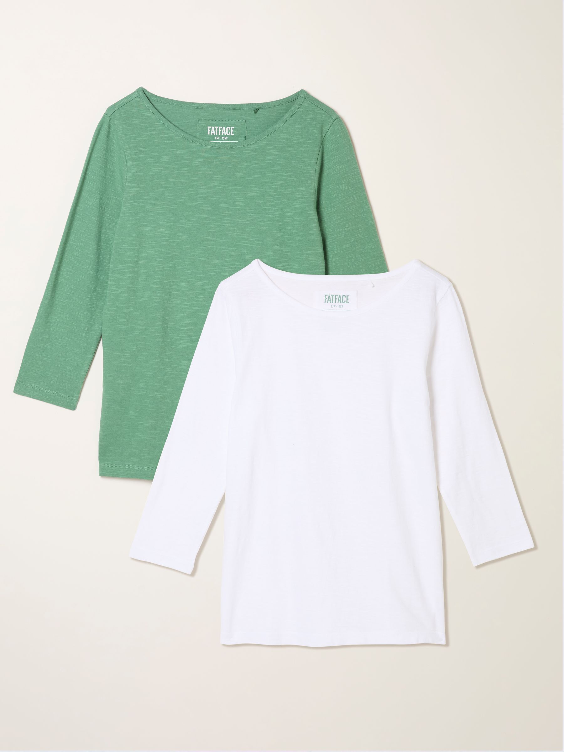 Quinn Jade Green/White 2 Pack 3/4 Sleeve T Shirt - Image 1 of 6