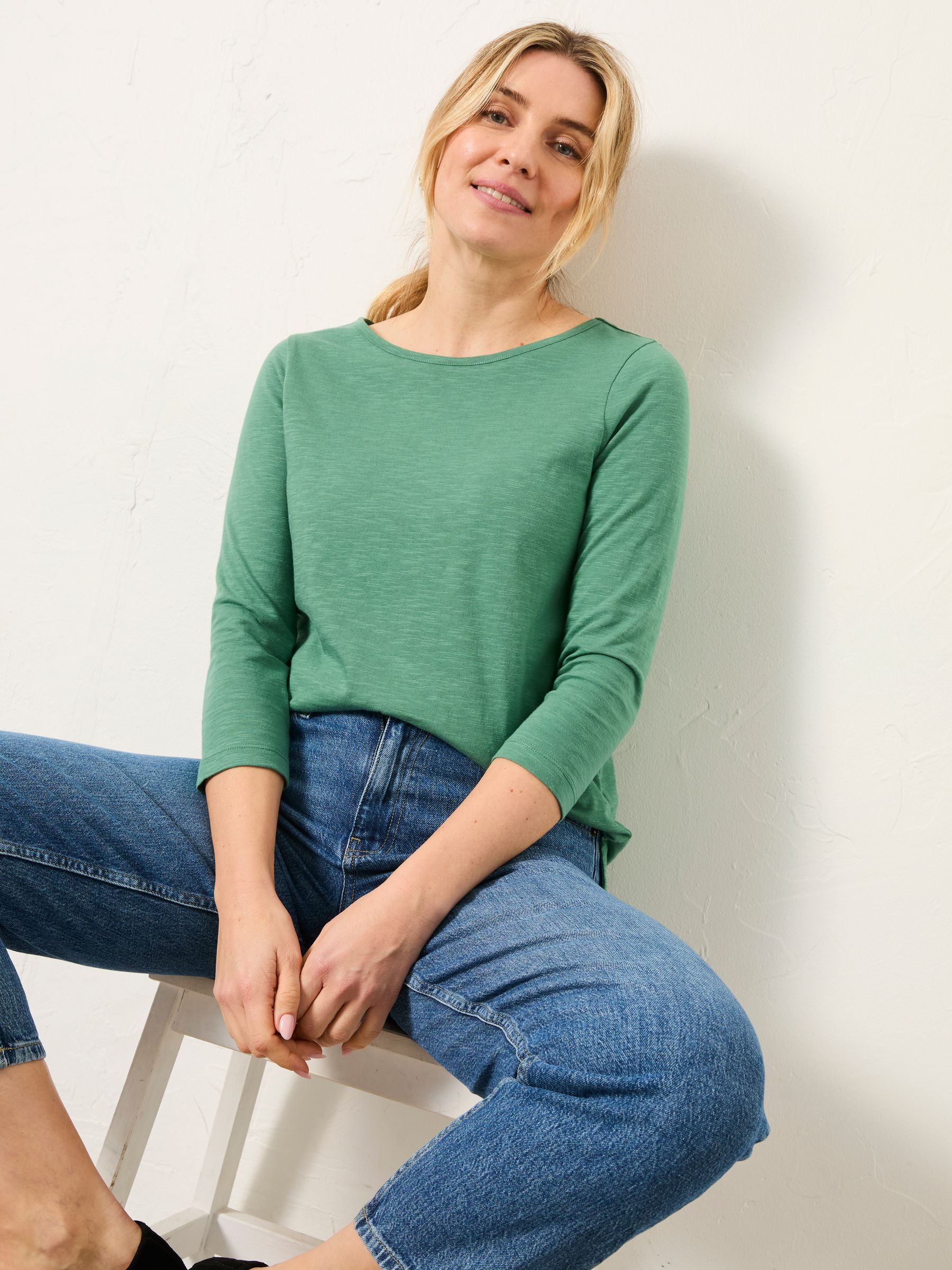 Quinn Jade Green/White 2 Pack 3/4 Sleeve T Shirt - Image 5 of 6