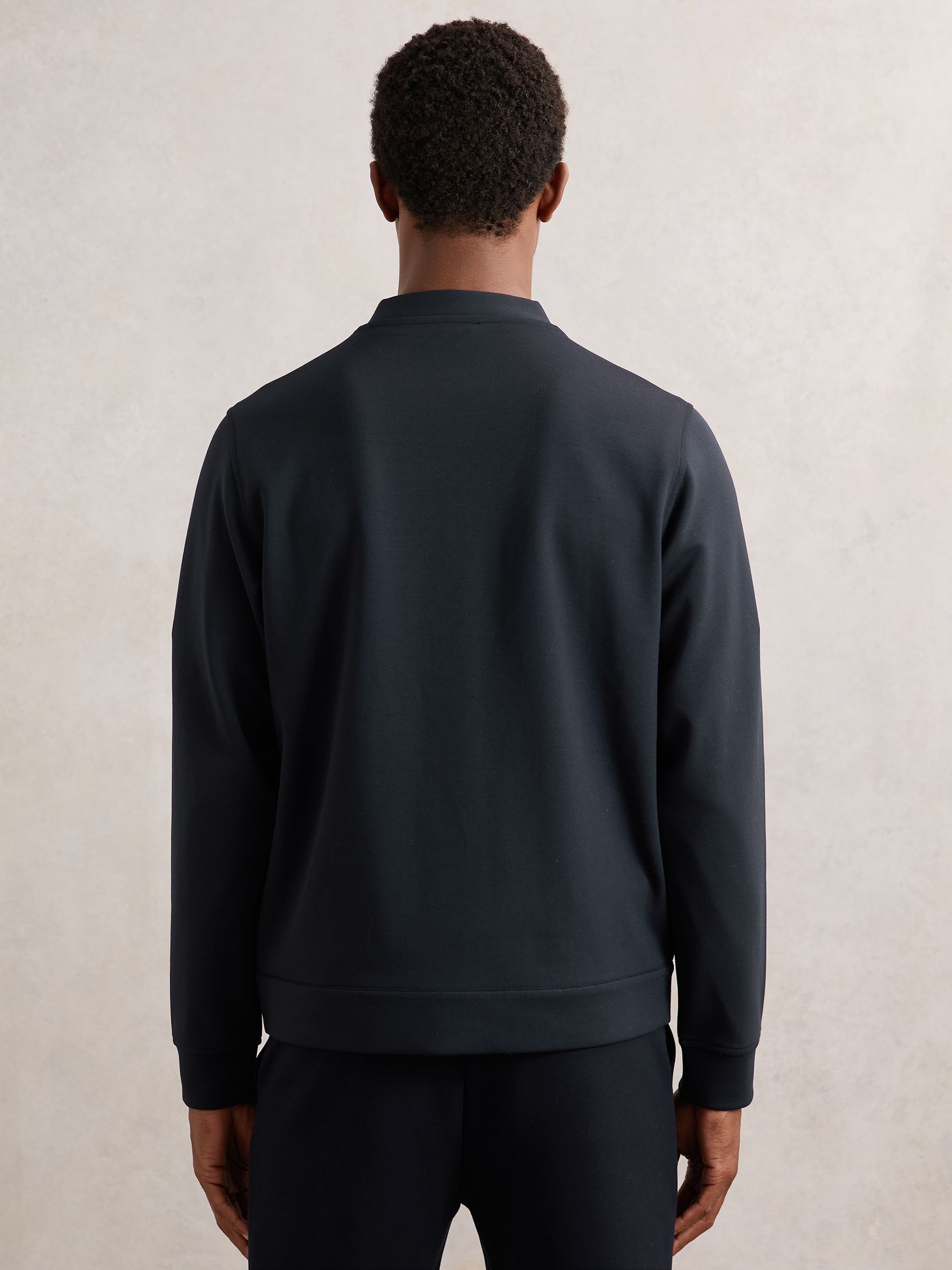 V-Neck Interlock Jersey Cardigan in Navy - Image 4 of 6