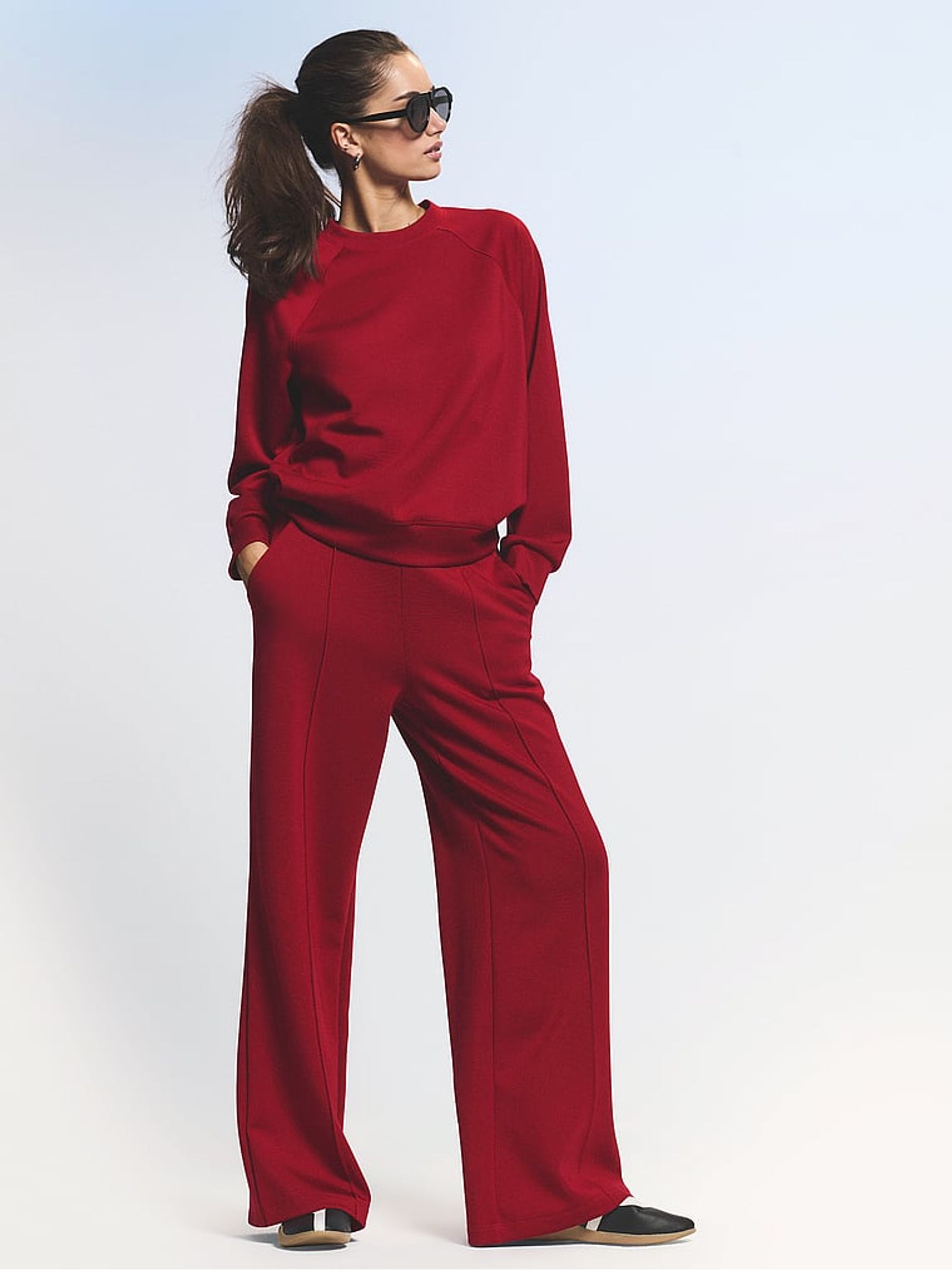 Red Lacquer Featherweight Knit Lounge Set 2 Piece - Image 3 of 3