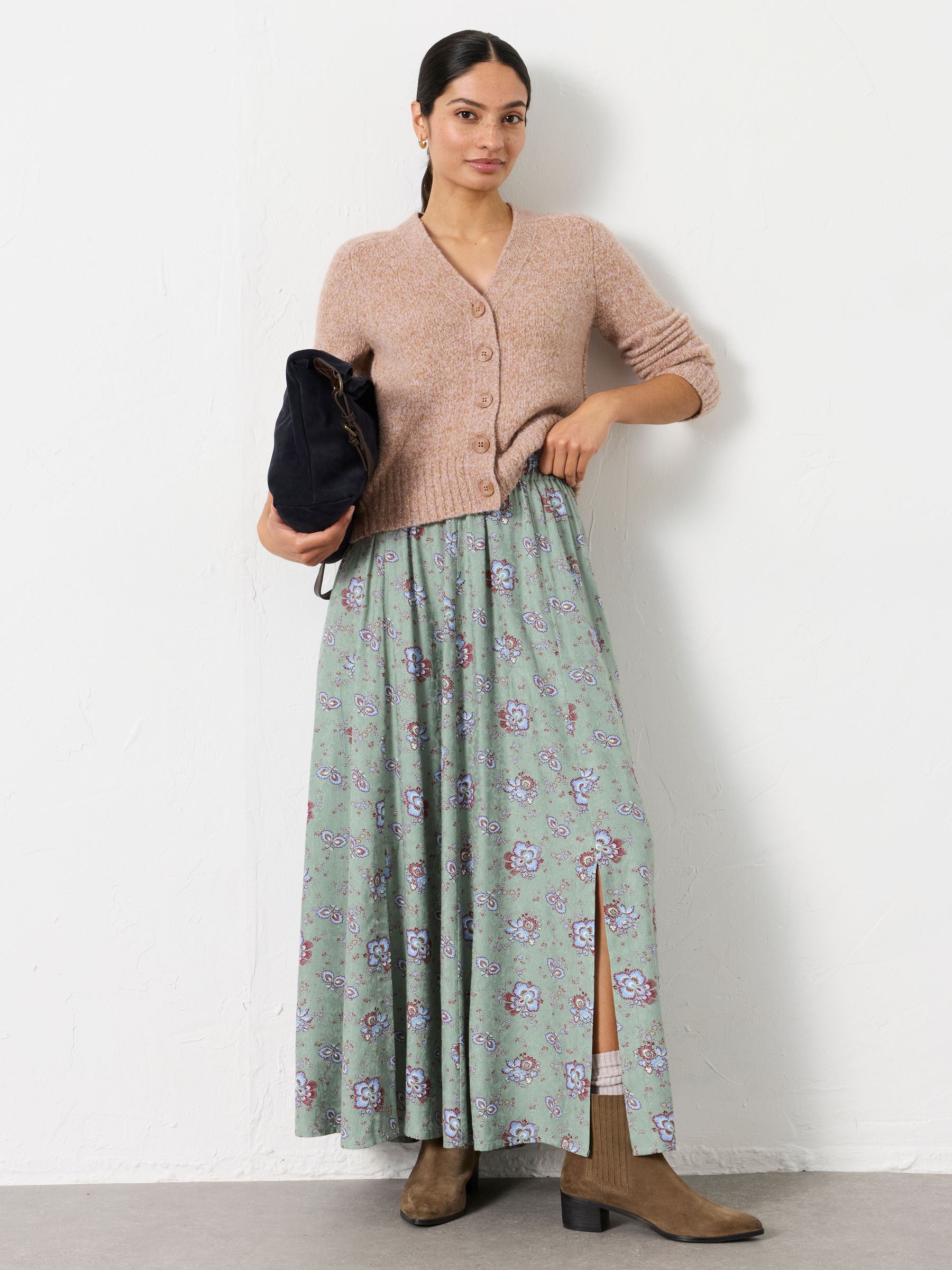 Arla Green Dot Floral Midi Skirt - Image 6 of 6 Arla Green Dot Floral Midi Skirt - Image 6 of 6