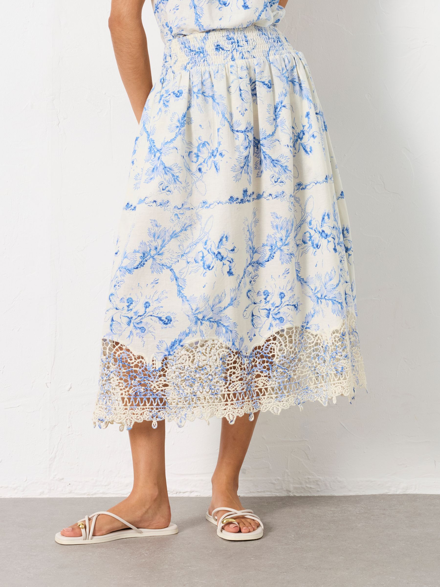 June Ivory Vintage Bloom Midi Skirt | FatFace