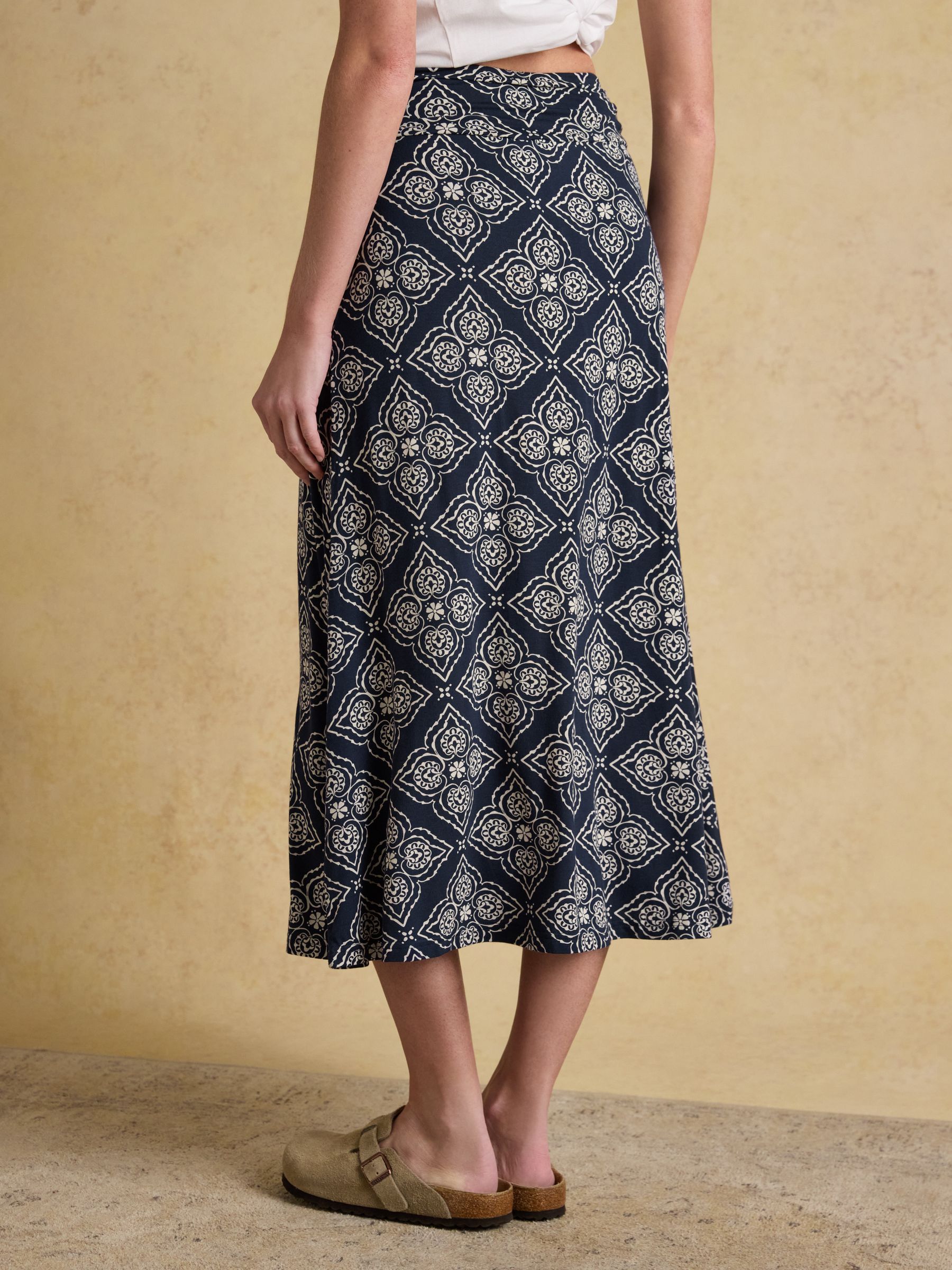 Nia Navy Geo Jersey Midi Skirt - Image 2 of 6