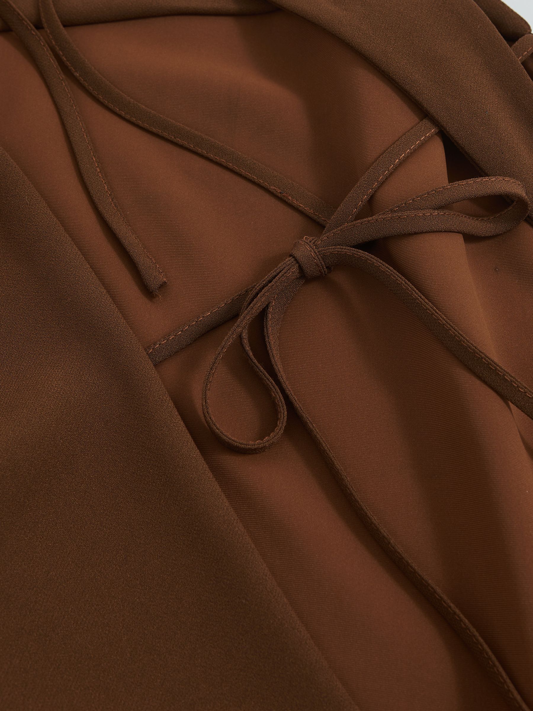 Petite Satin Draped Open-Back Dress in Bronze - Image 7 of 8