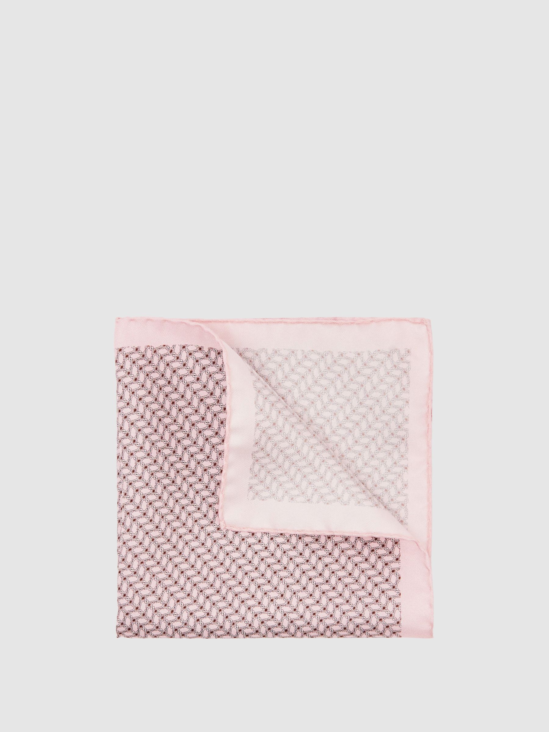 Geo Chain Detail Pocket Square in Soft Pink - Image 1 of 4