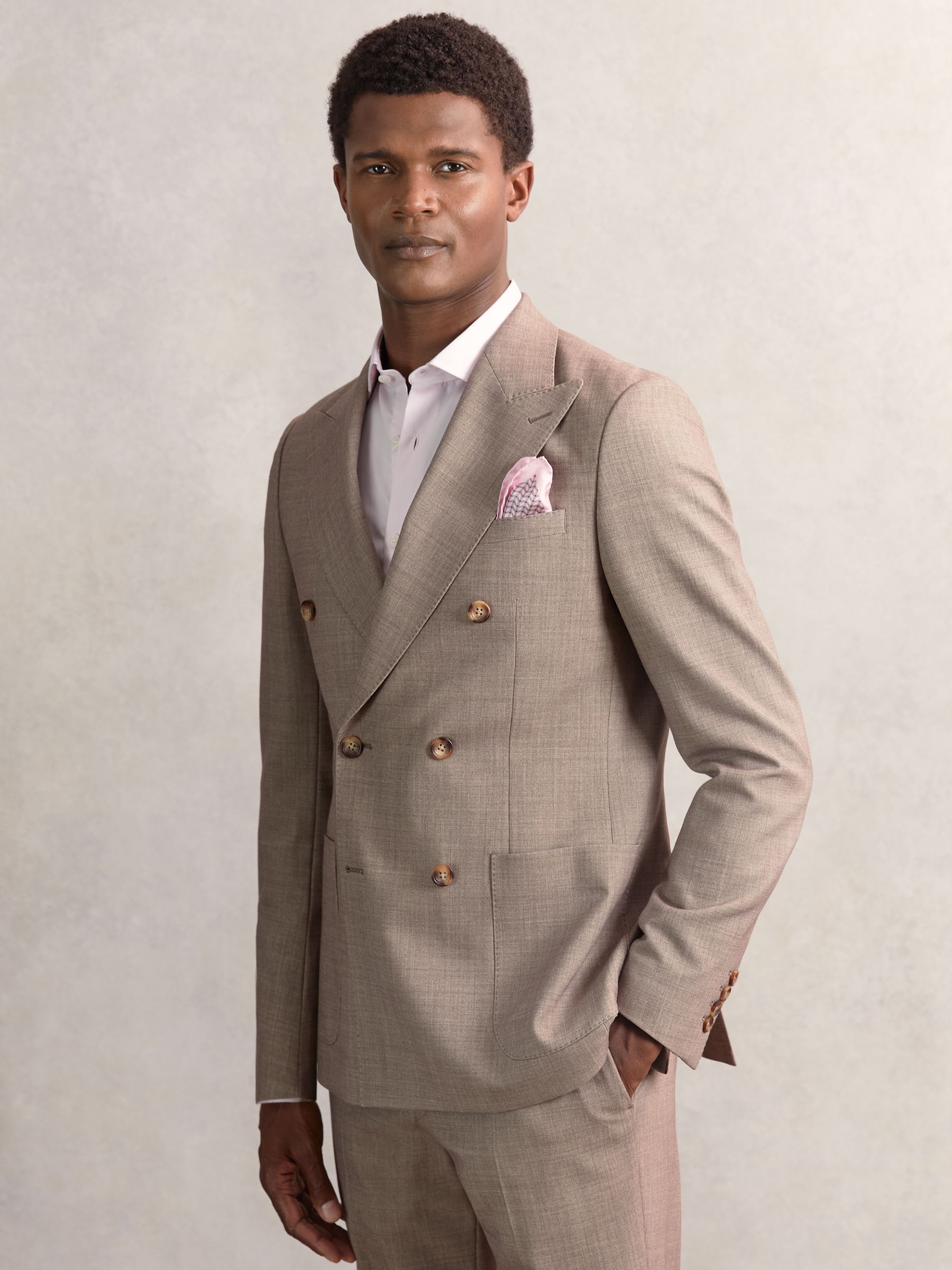 Geo Chain Detail Pocket Square in Soft Pink - Image 2 of 4