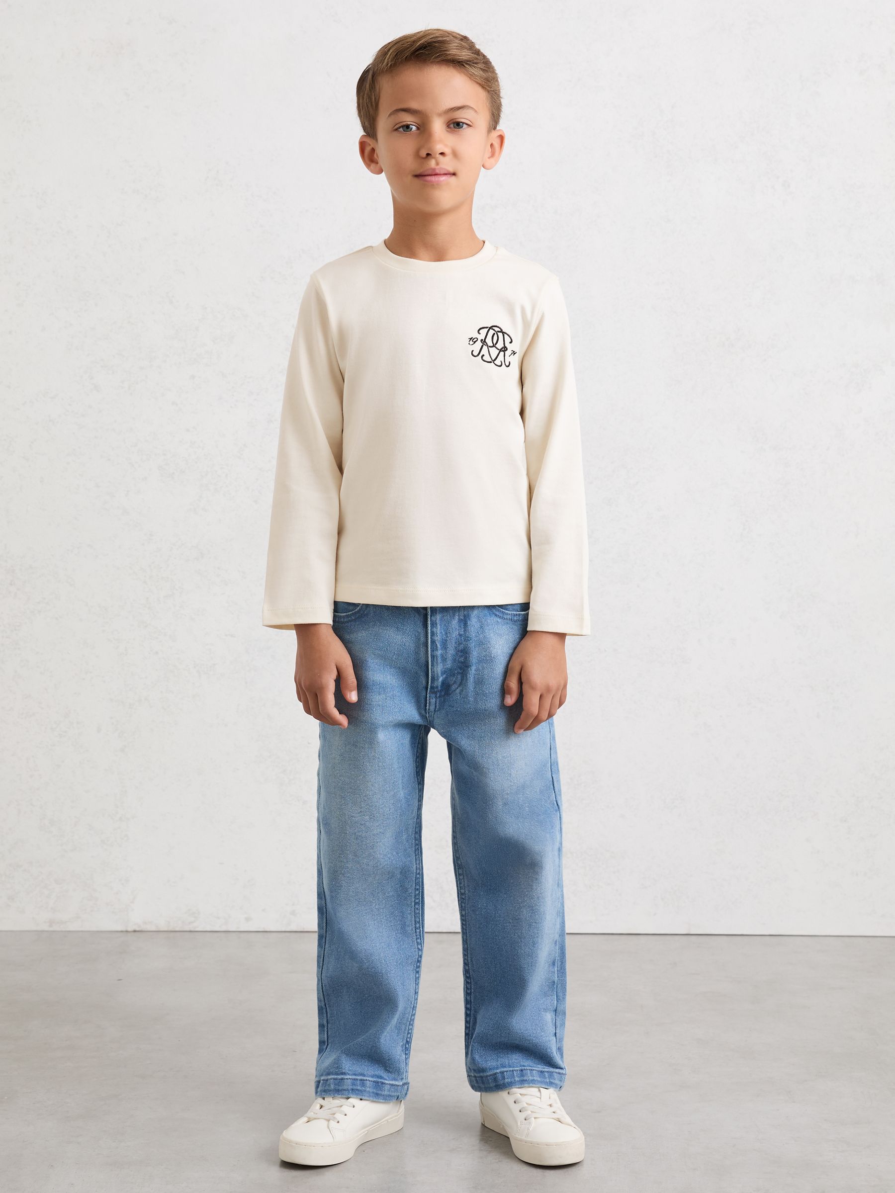 13-14 yrs Monogram Cotton Long-Sleeve T-Shirt in Off White - Image 3 of 5