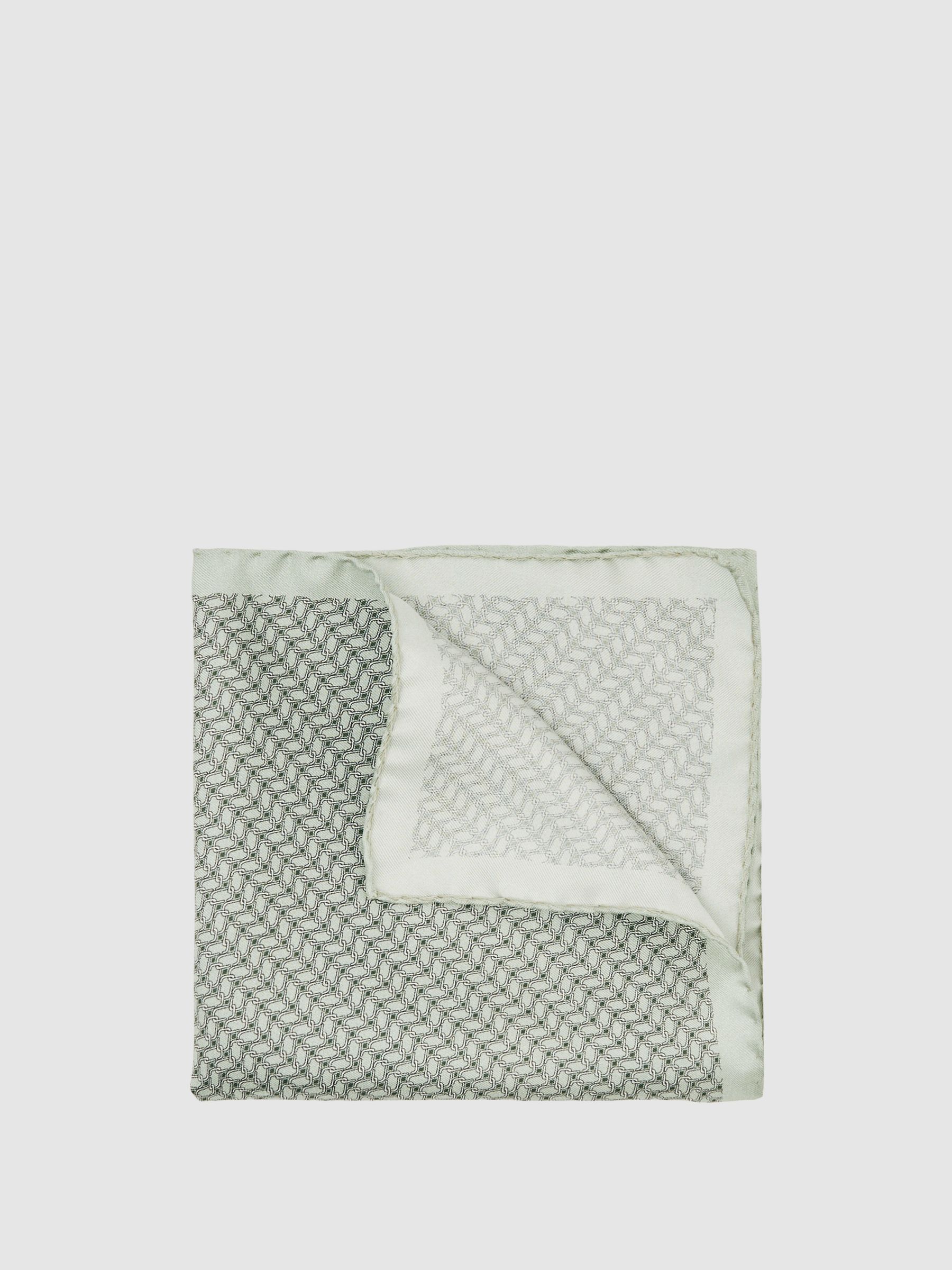 Geo Chain Detail Pocket Square in Sage - Image 1 of 5