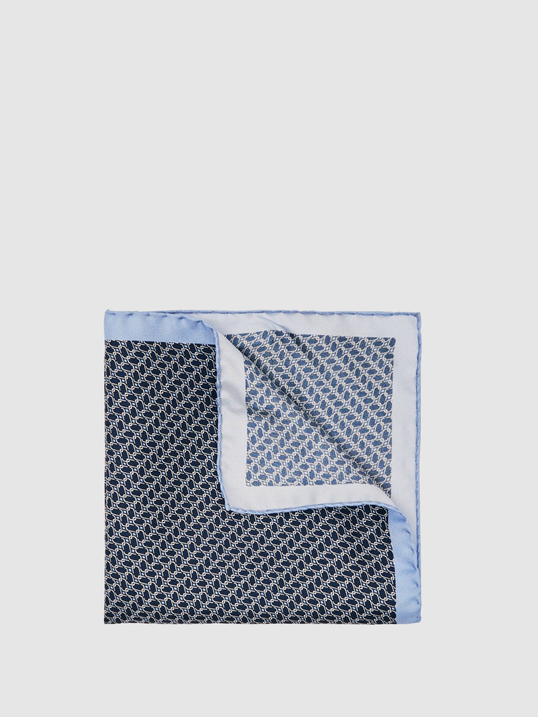 Geo Chain Detail Pocket Square in Navy - Image 1 of 4 Geo Chain Detail Pocket Square in Navy - Image 1 of 4