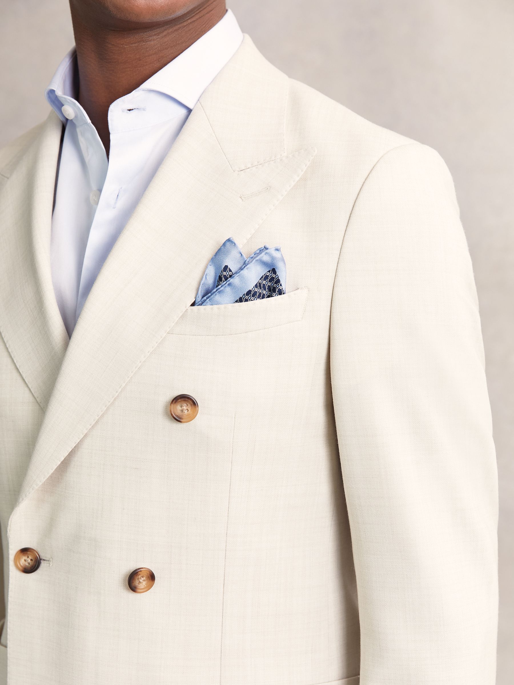 Geo Chain Detail Pocket Square in Navy - Image 2 of 4