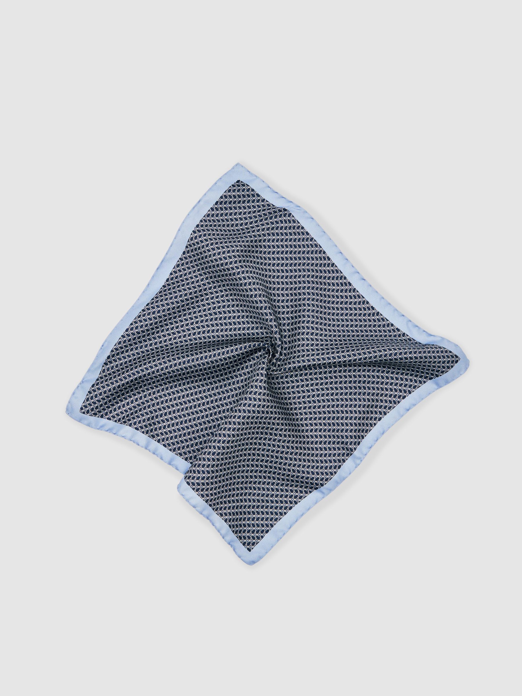 Geo Chain Detail Pocket Square in Navy - Image 3 of 4