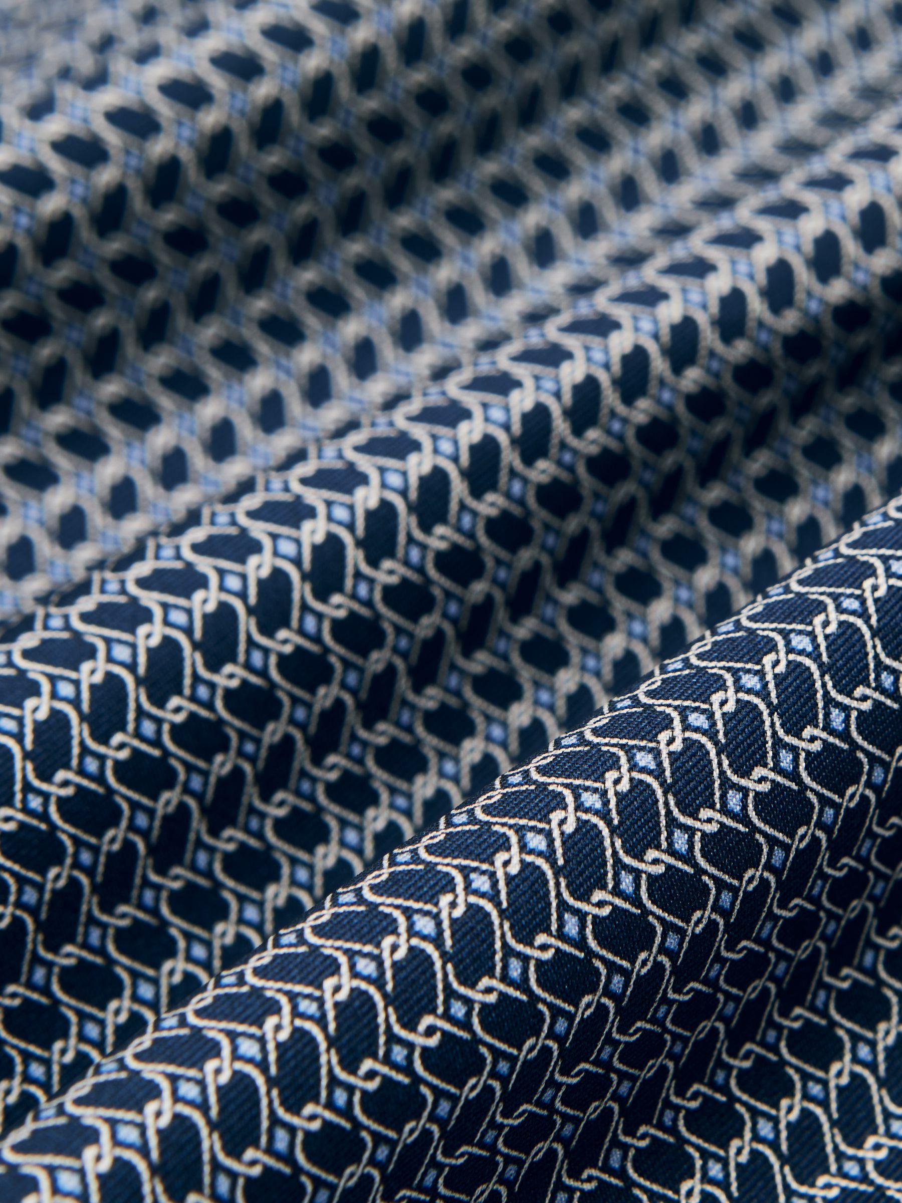 Geo Chain Detail Pocket Square in Navy - Image 4 of 4
