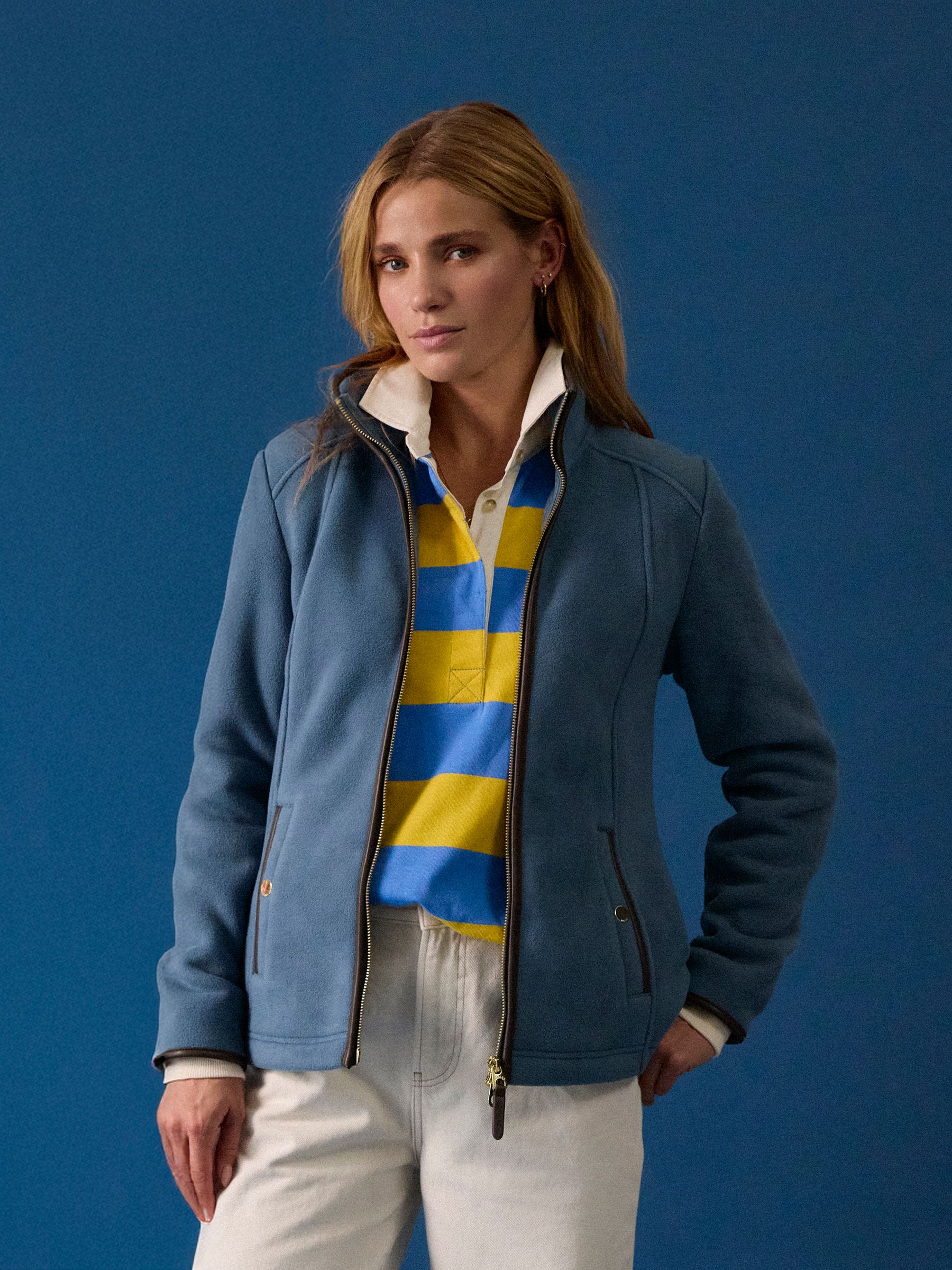 Heritage Chambray Blue Regular Zip Through Fleece - Image 1 of 12