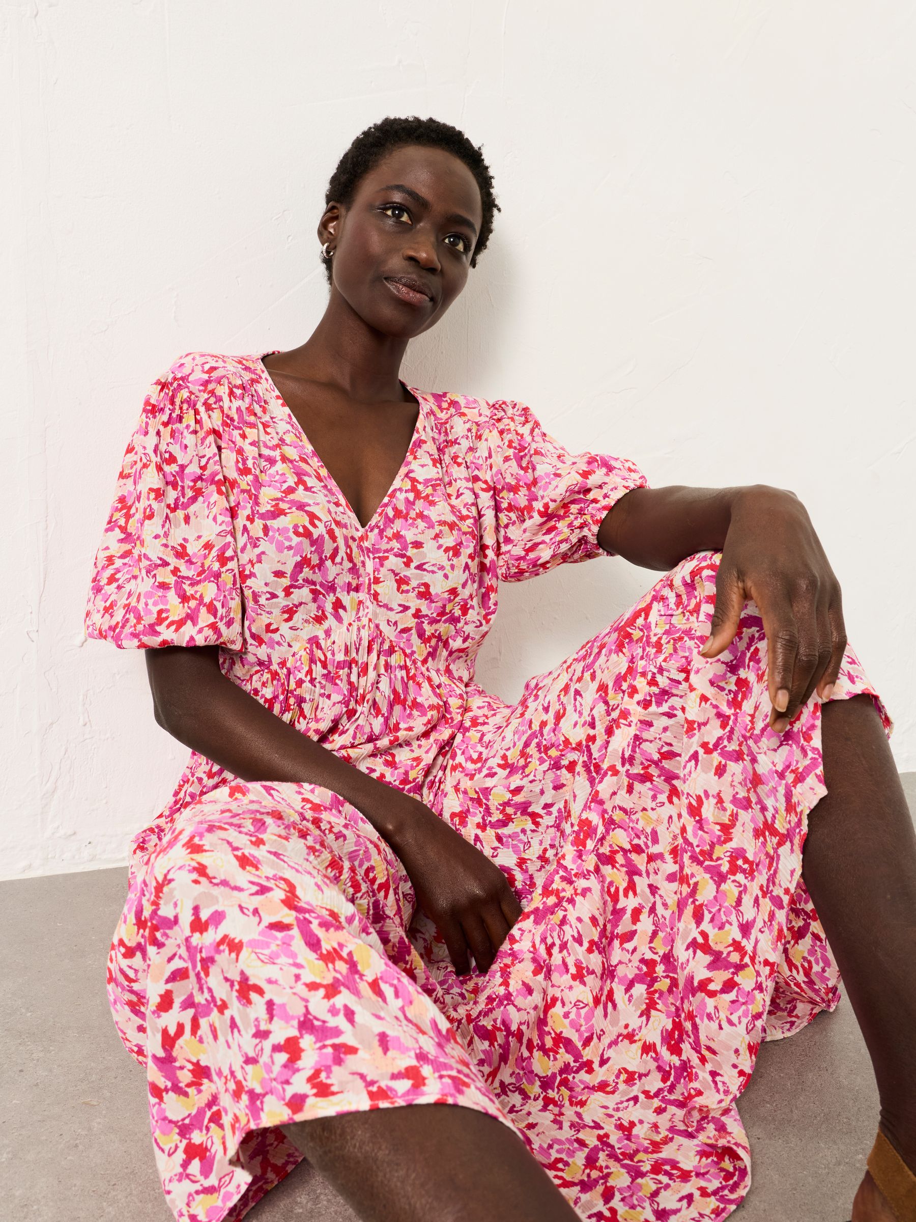 Multi Confetti Floral Regular Milly Midi Dress | FatFace USA