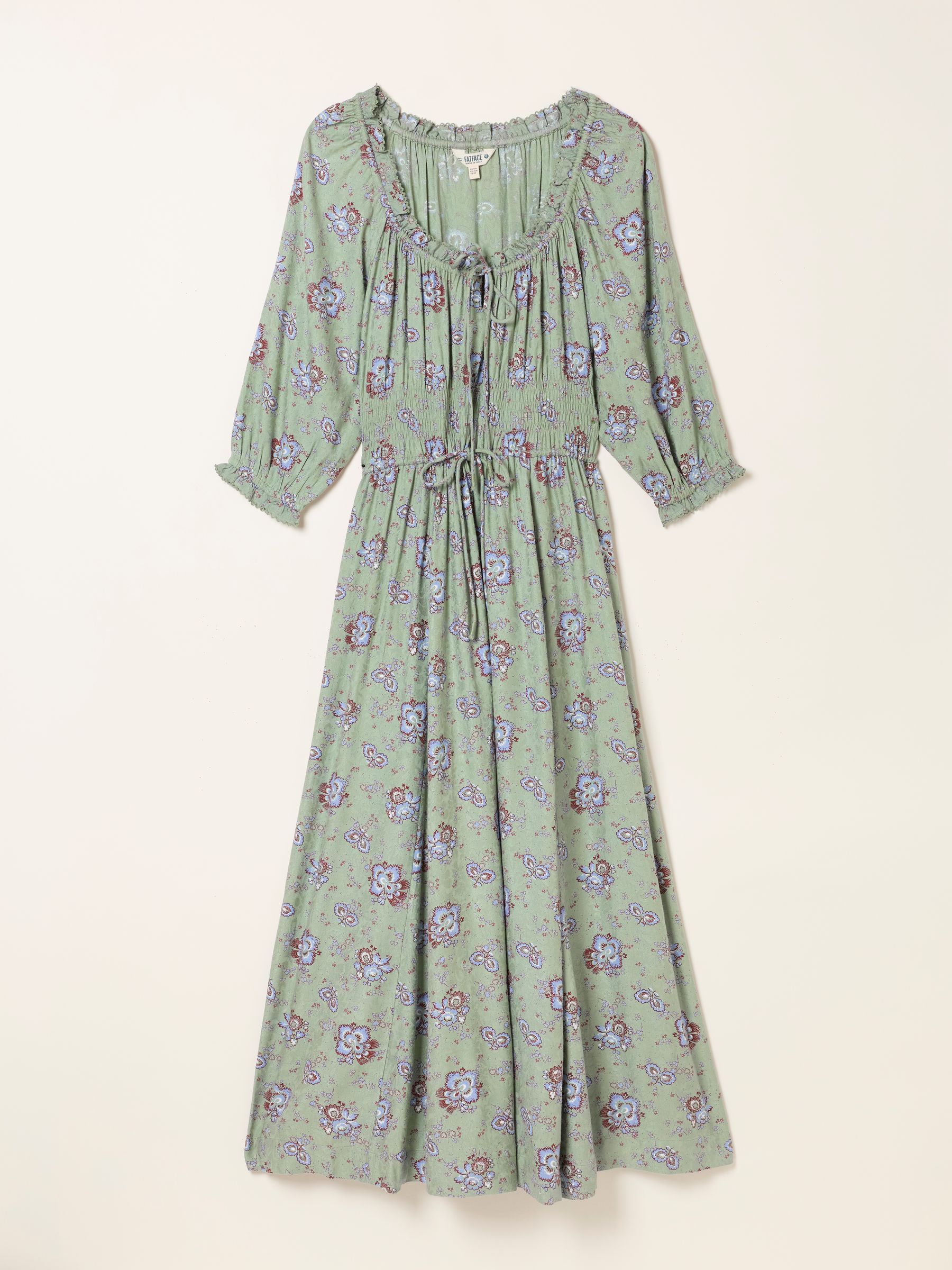 Camille Green Dot Floral Regular Dress - Image 6 of 6