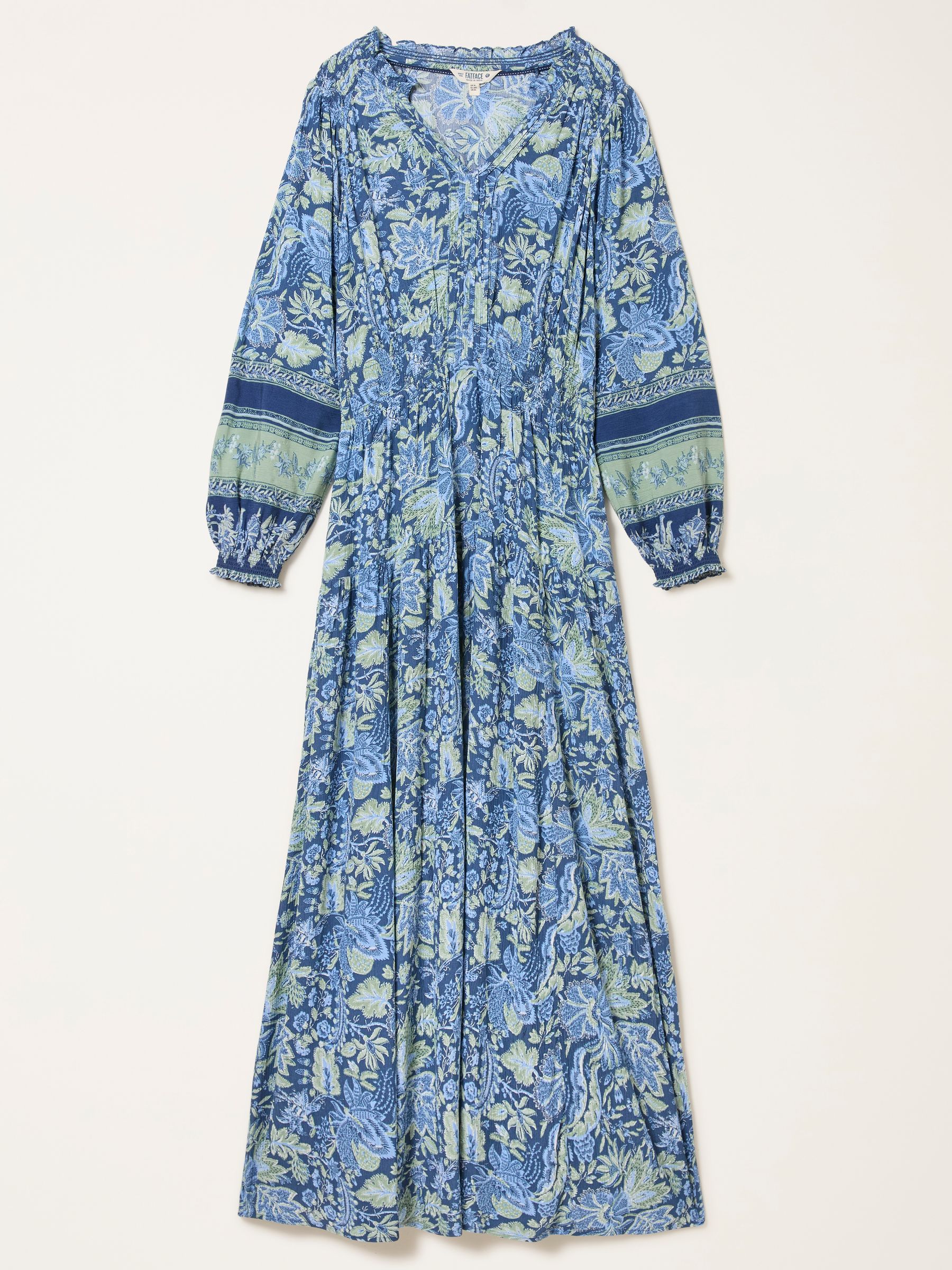 Rowen Navy Woodblock Bloom Regular Midi Dress | FatFace