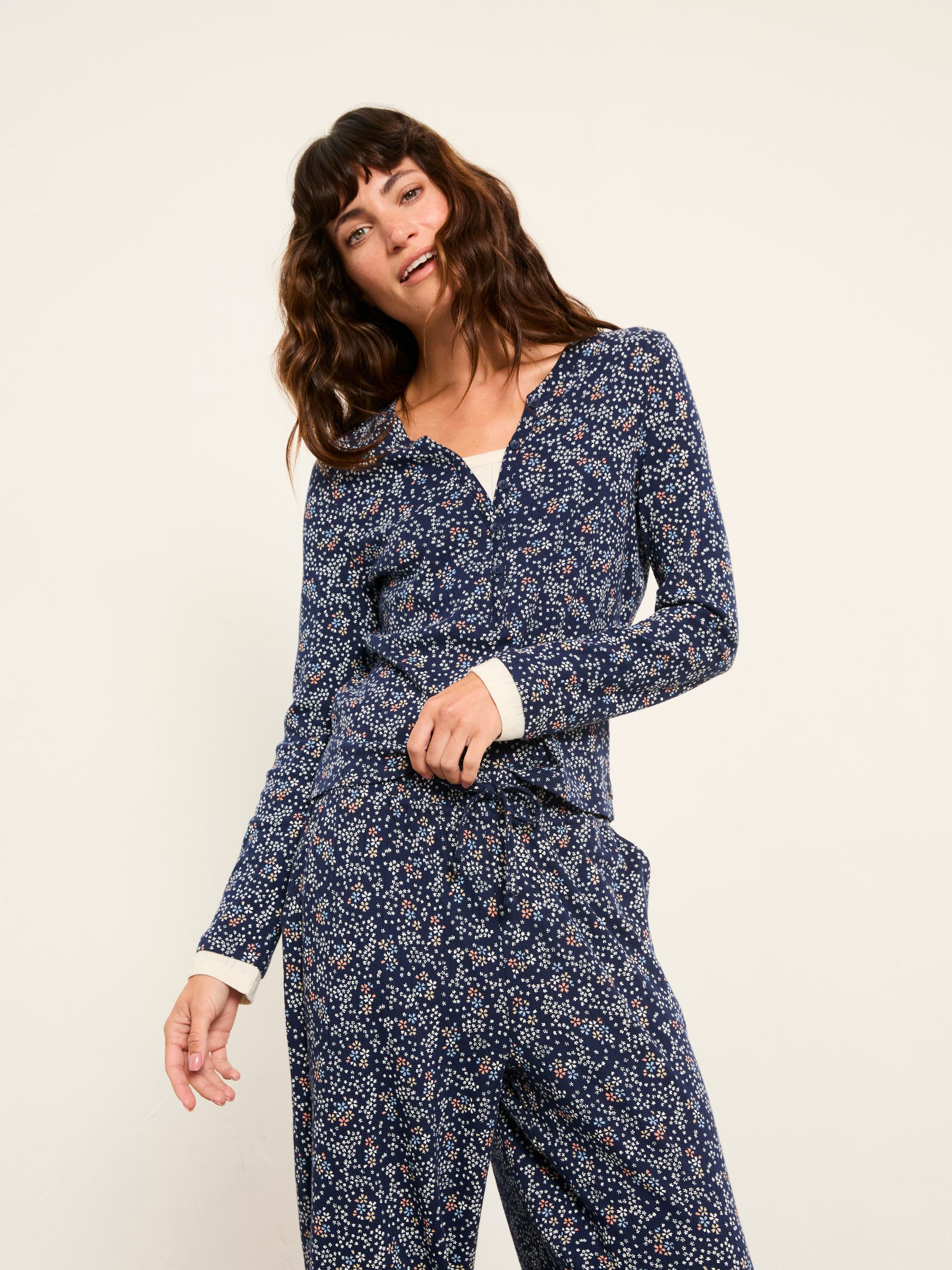Navy Ditsy Print Jersey Pyjama Set - Image 4 of 5