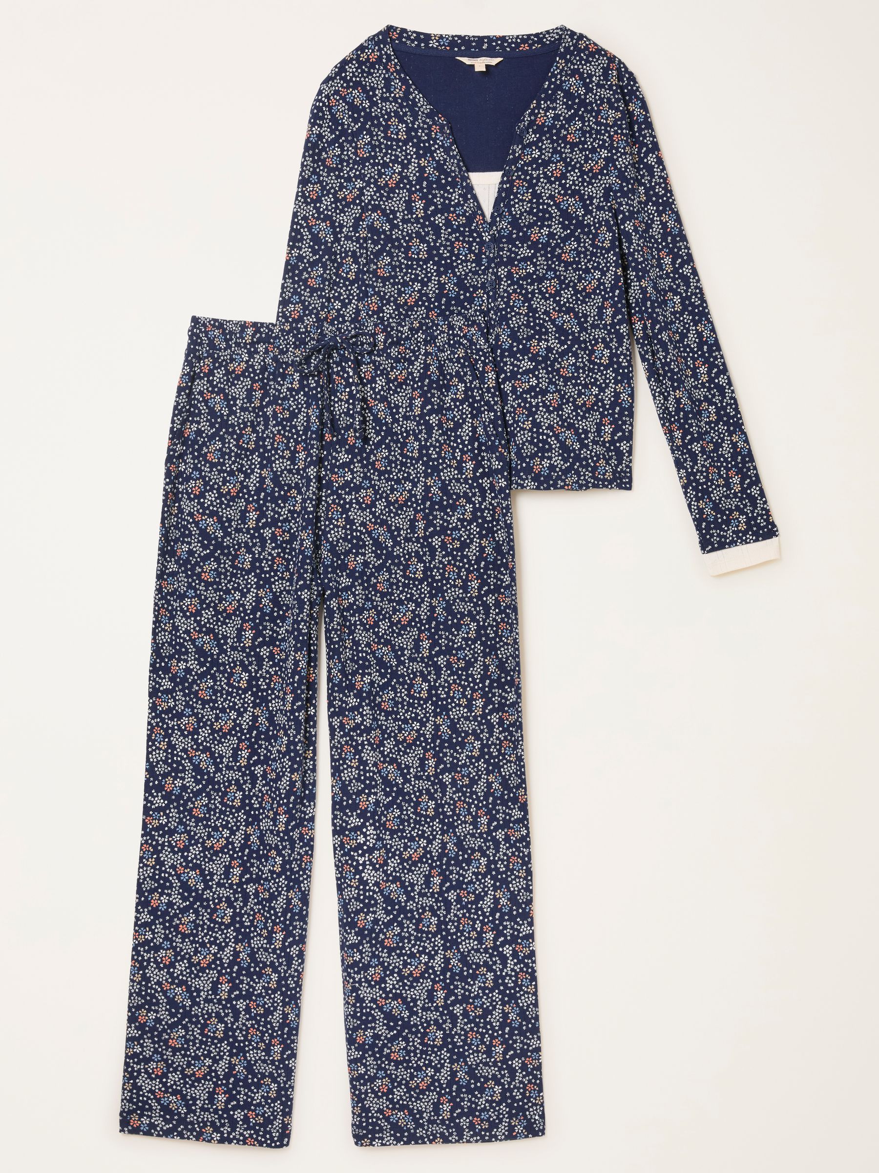Navy Ditsy Print Jersey Pyjama Set - Image 5 of 5 Navy Ditsy Print Jersey Pyjama Set - Image 5 of 5