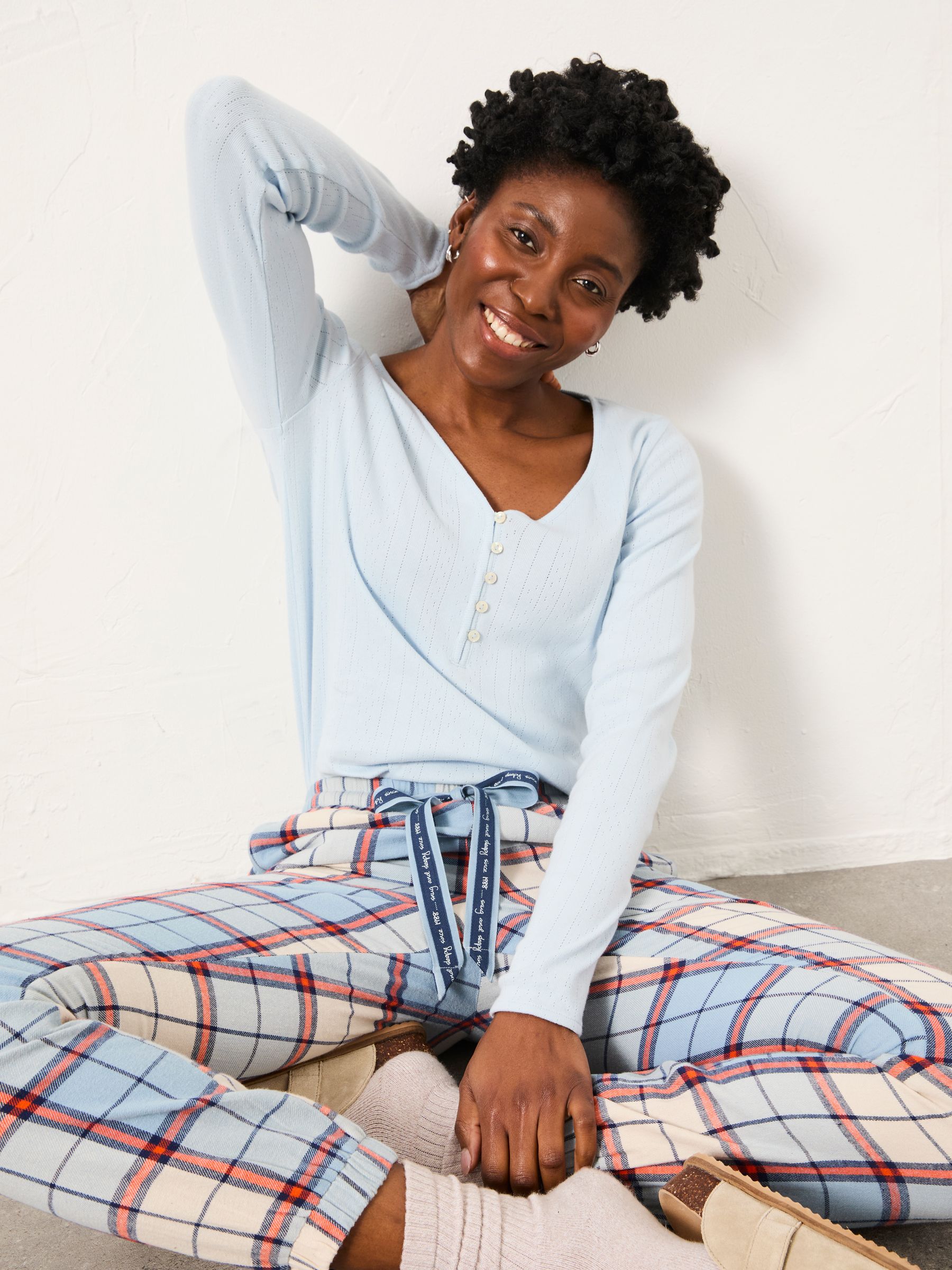 Cora Blue Check Pyjama Bottom - Image 5 of 6