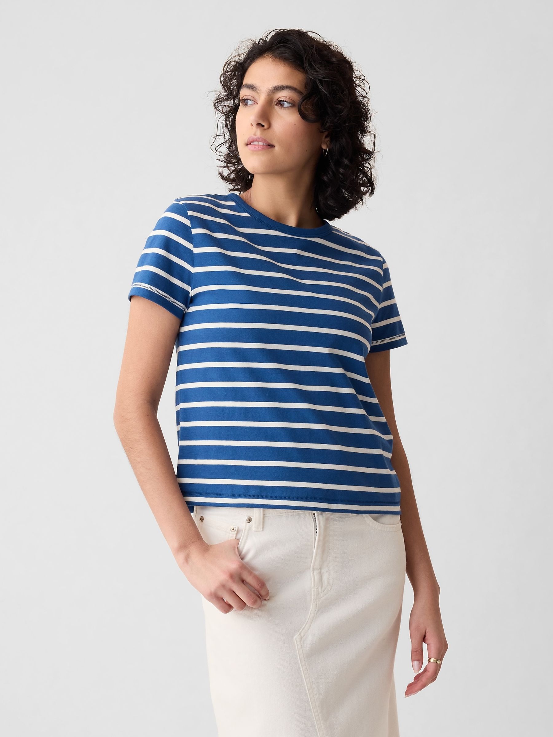 Dark Blue Organic Cotton Vintage Short Sleeve T-Shirt - Image 1 of 1