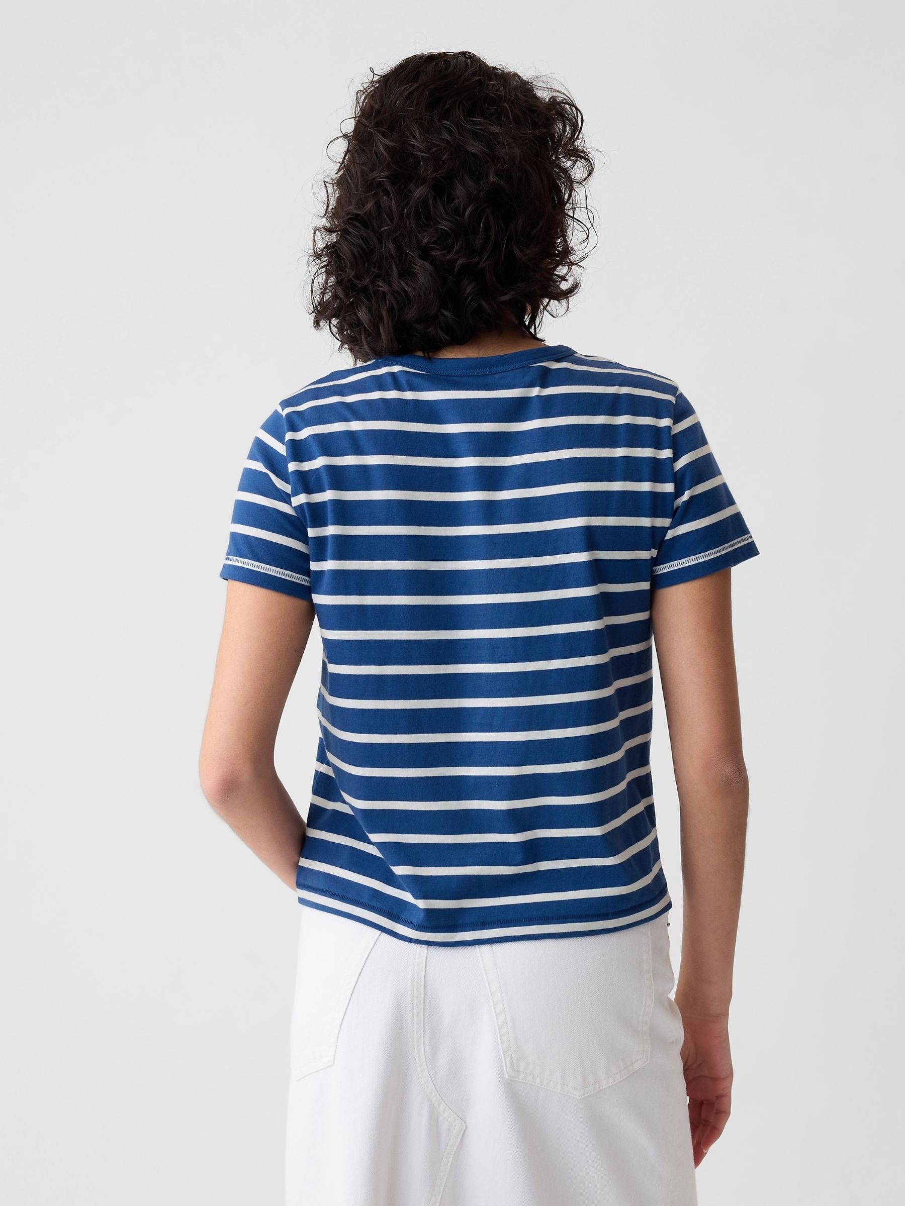Dark Blue Organic Cotton Vintage Short Sleeve T-Shirt - Image 2 of 7