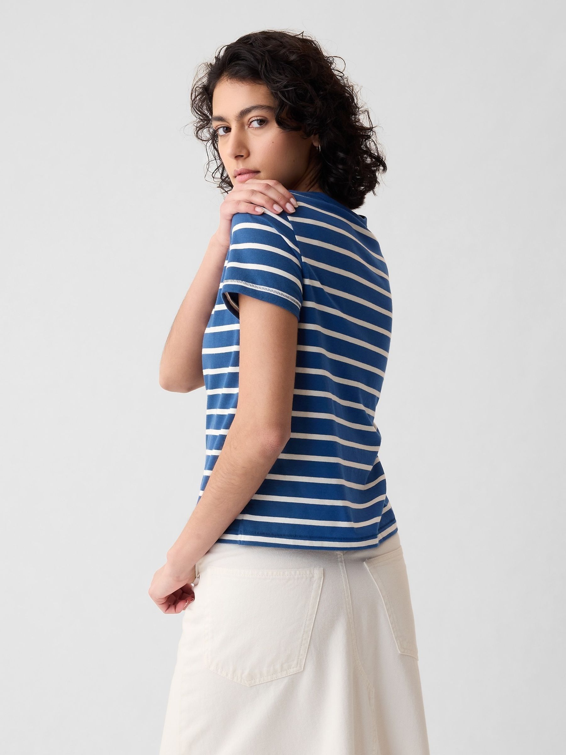 Dark Blue Organic Cotton Vintage Short Sleeve T-Shirt - Image 4 of 7