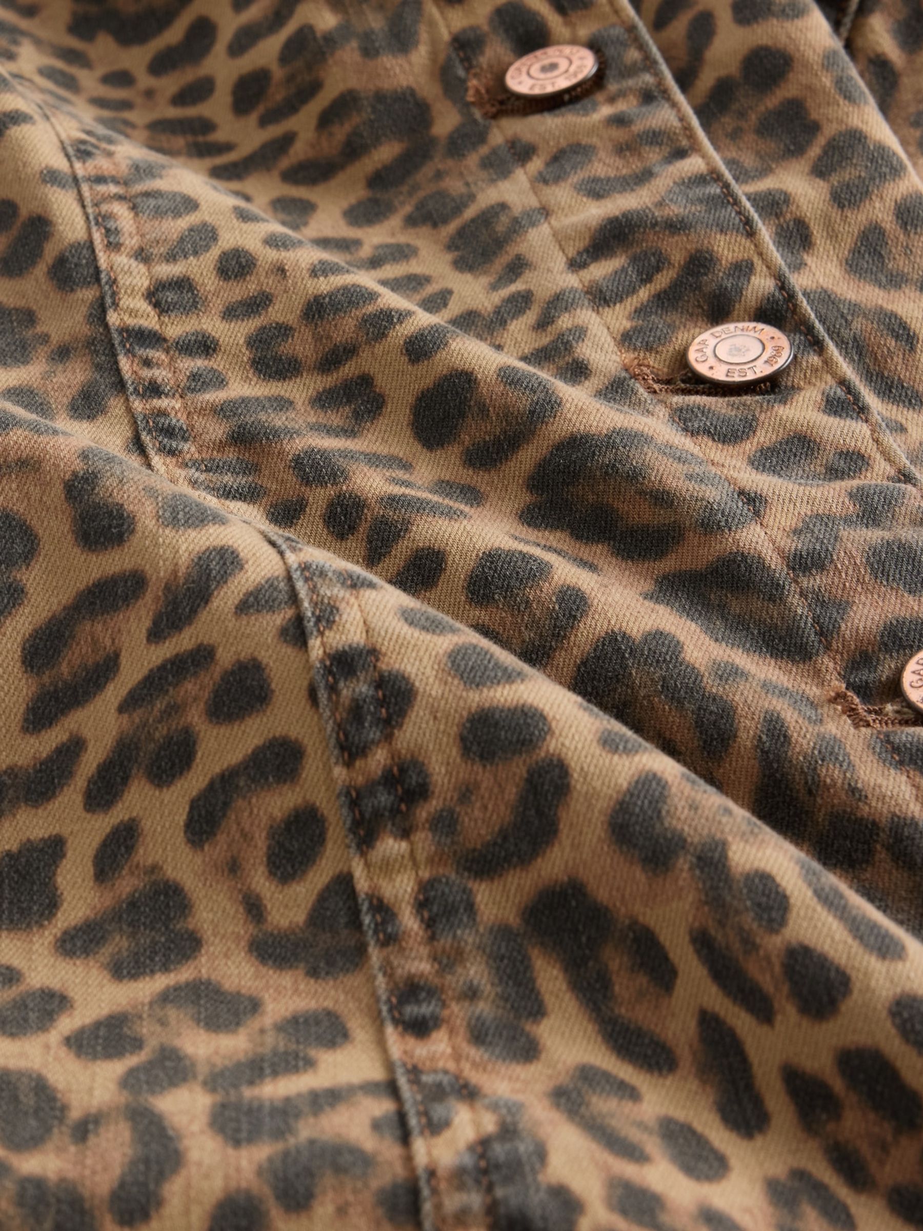 Brown Leopard Print V-Neck Mini Denim Dress - Image 4 of 4