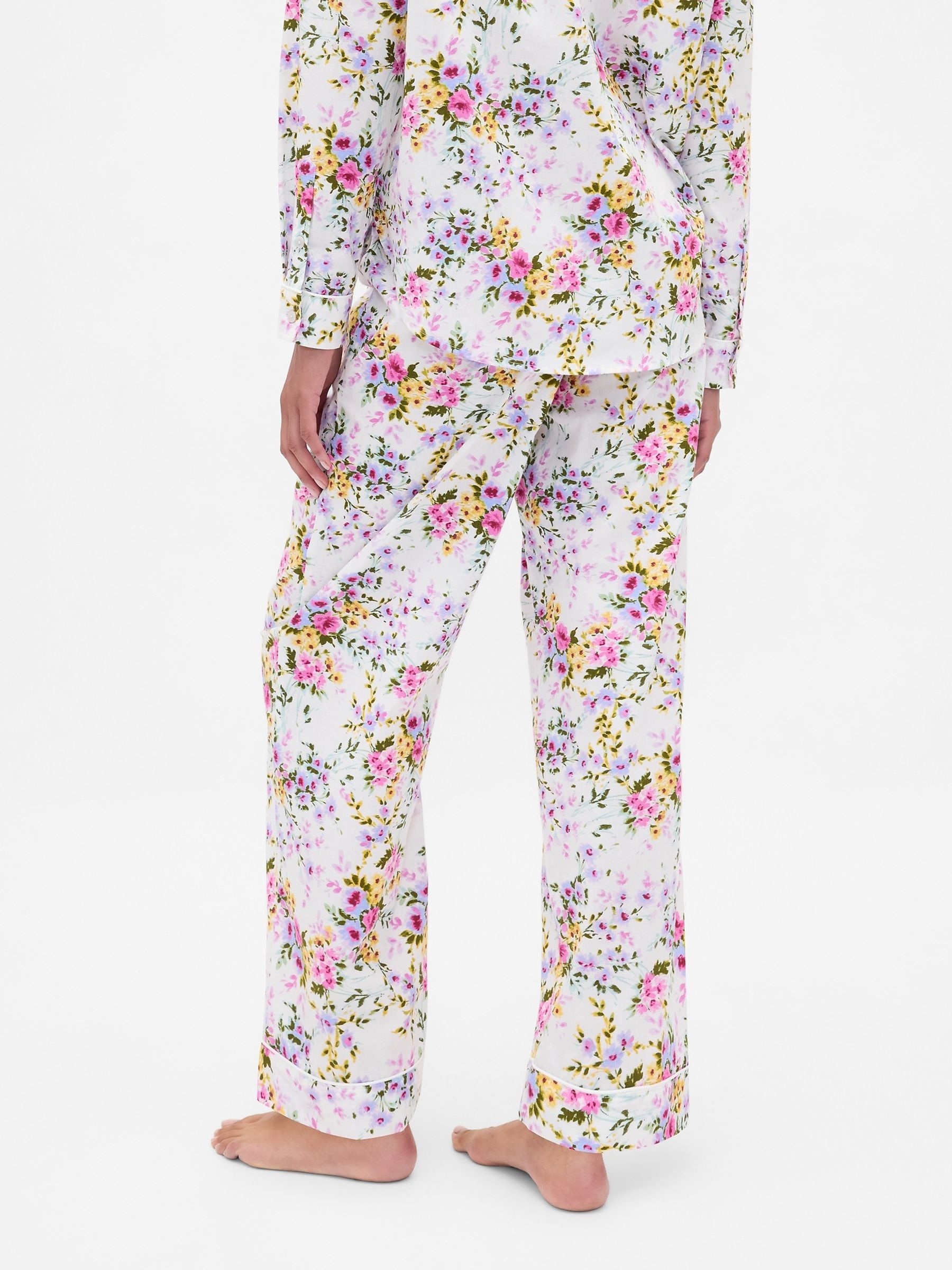 White/Pink Floral Poplin Pyjamas Trousers - Image 2 of 5