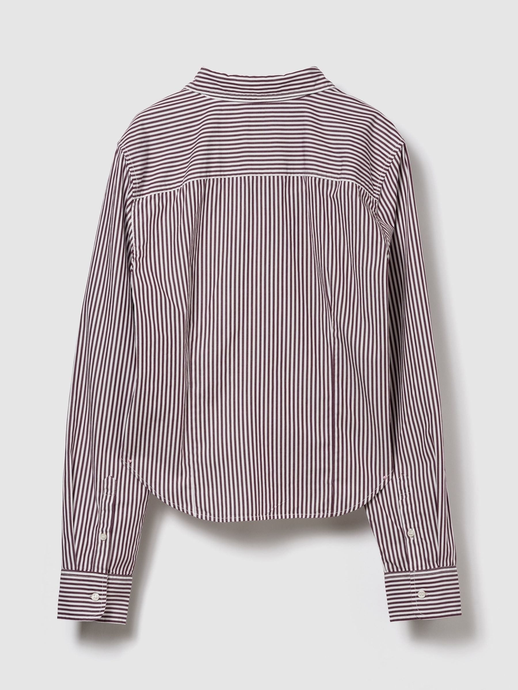 Red Stripe Cotton Fitted Crop Shirt - Image 2 of 2