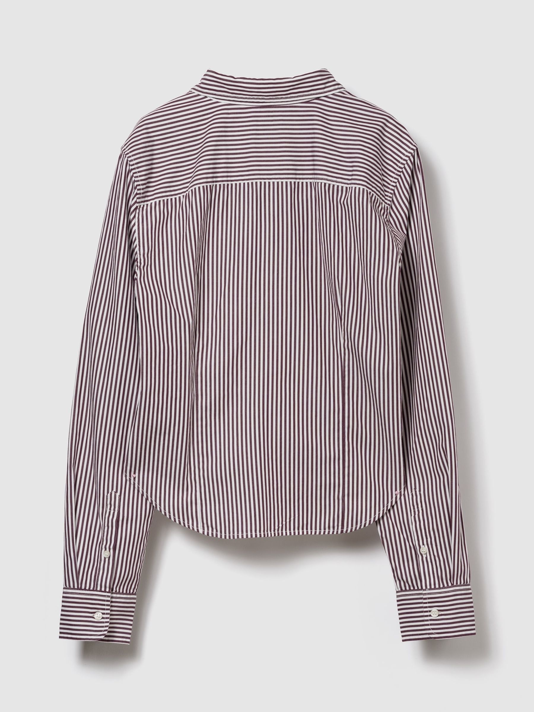 Red Stripe Cotton Crop Shirt - Image 4 of 4
